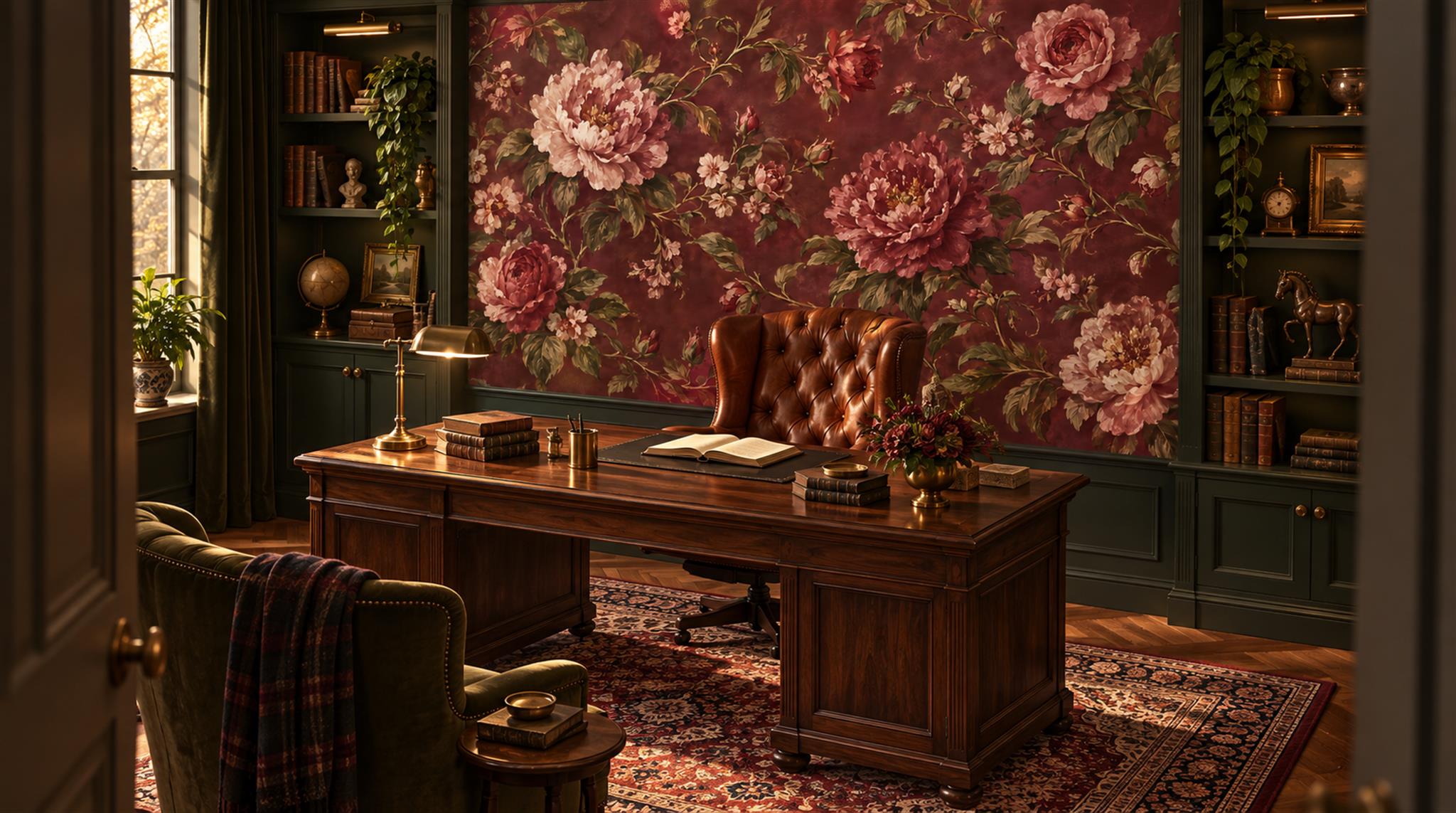 Neutral Floral Foliage Wallpaper Mural Scene