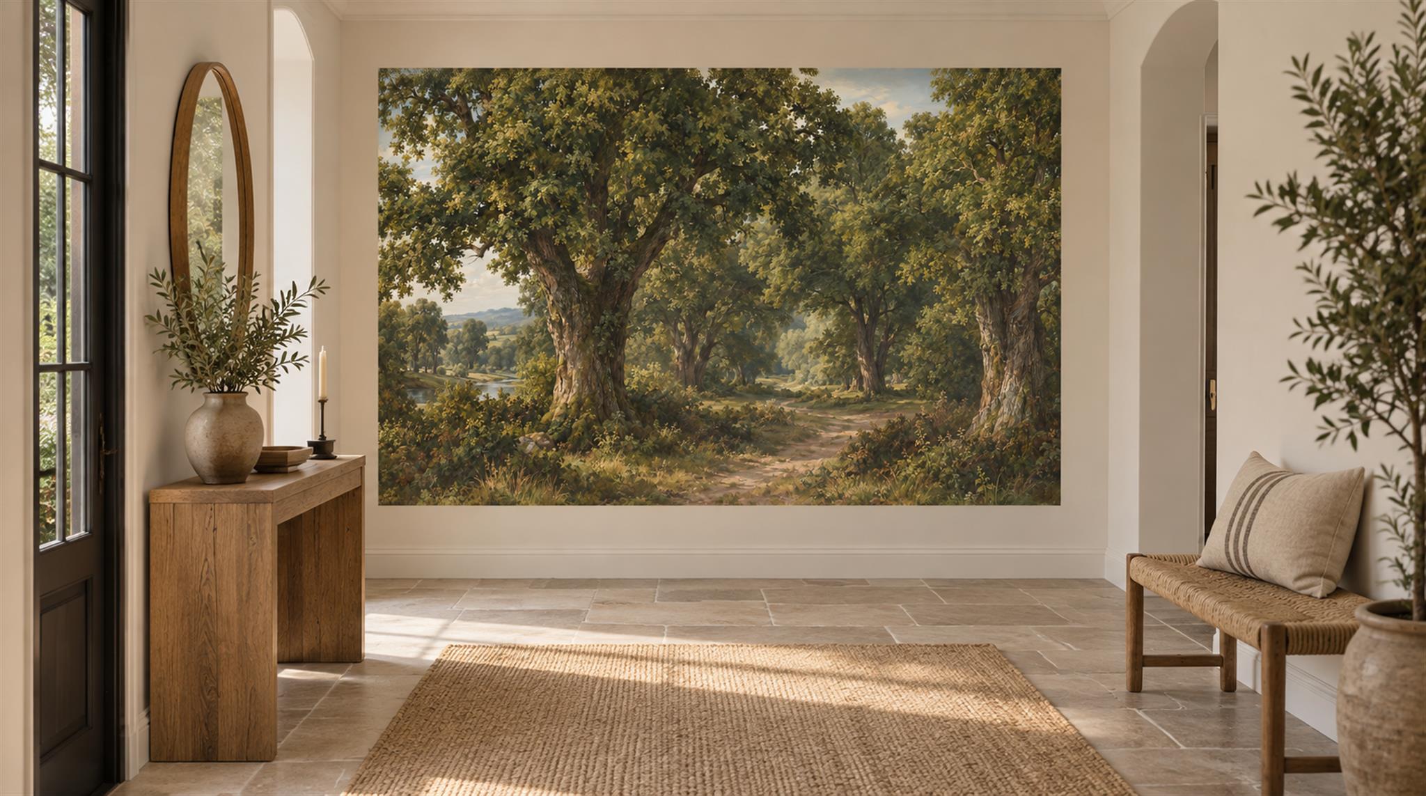 Green Woodland Trees Wallpaper Mural Scene
