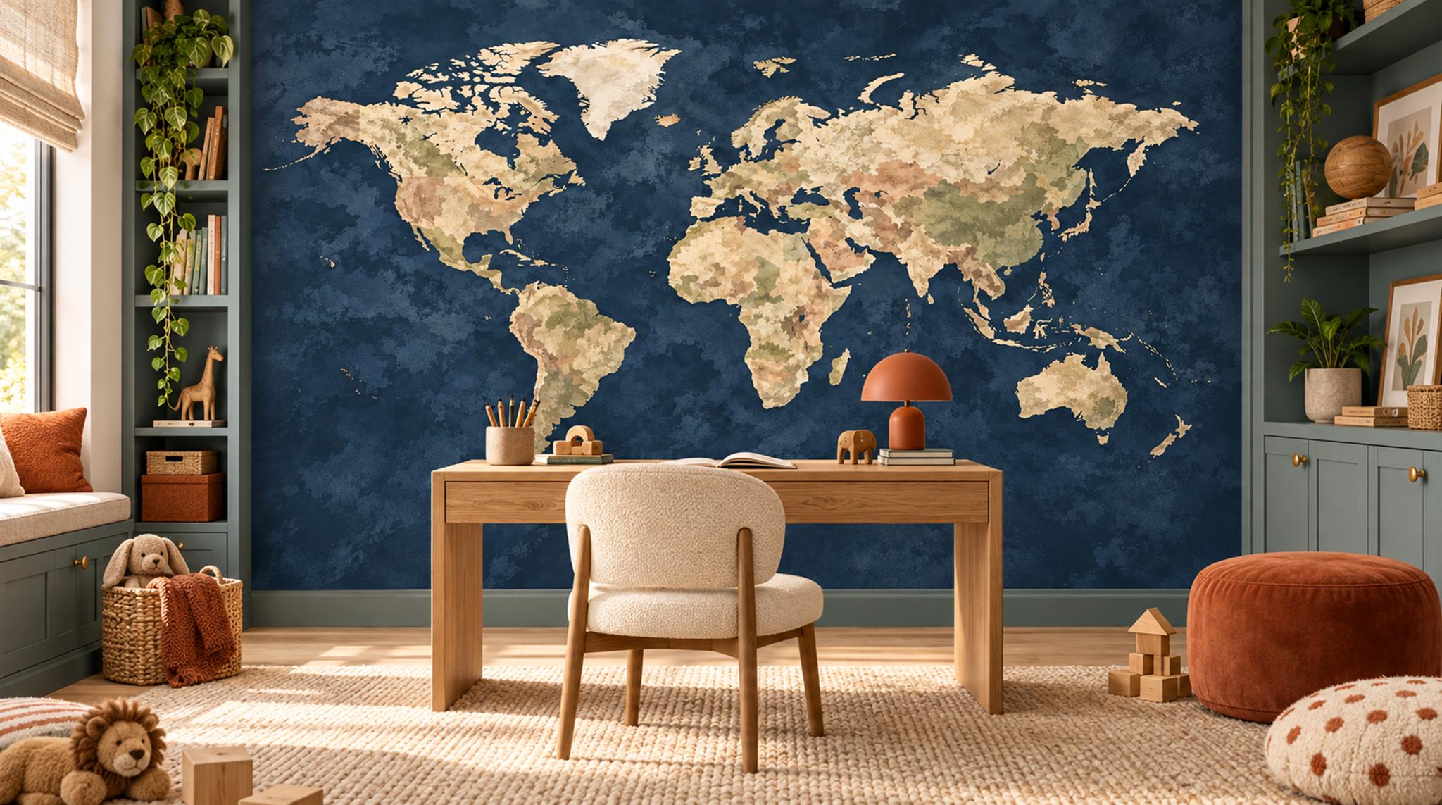 Navy Decorative Wall Art Wallpaper Mural Scene