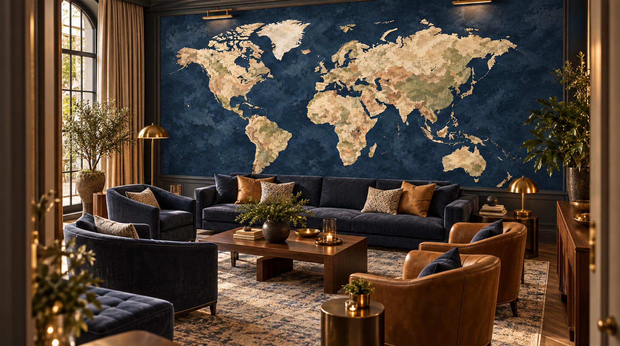 Navy Decorative Wall Art Wallpaper Mural Scene