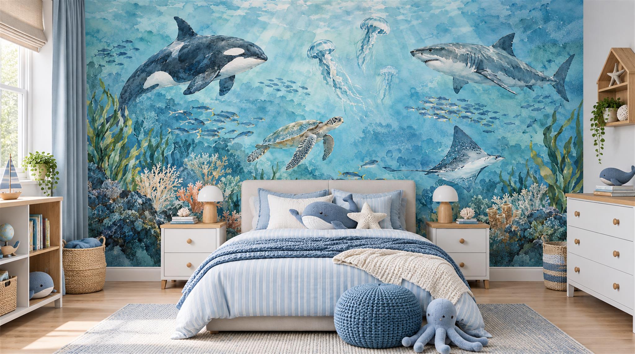 Aqua Ocean Landscape Wallpaper Mural Main