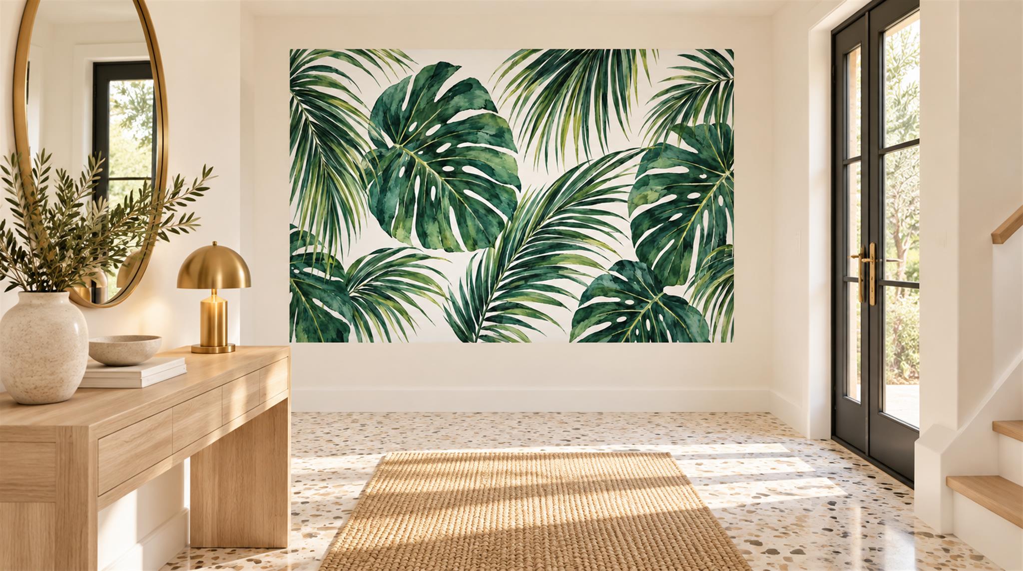Green Palm Leaves Wallpaper Mural Scene
