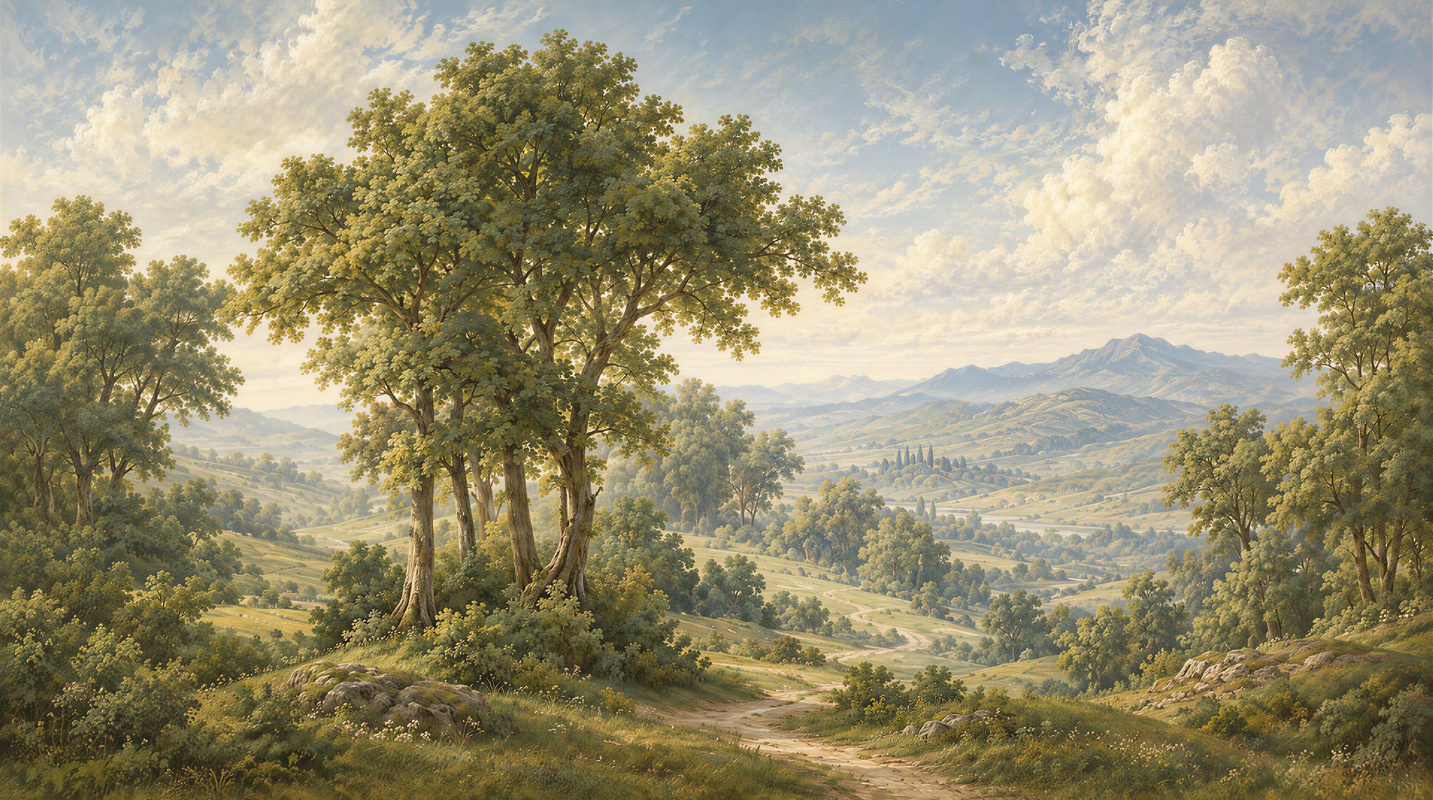 Green Decorative Wall Art Wallpaper Mural Scene