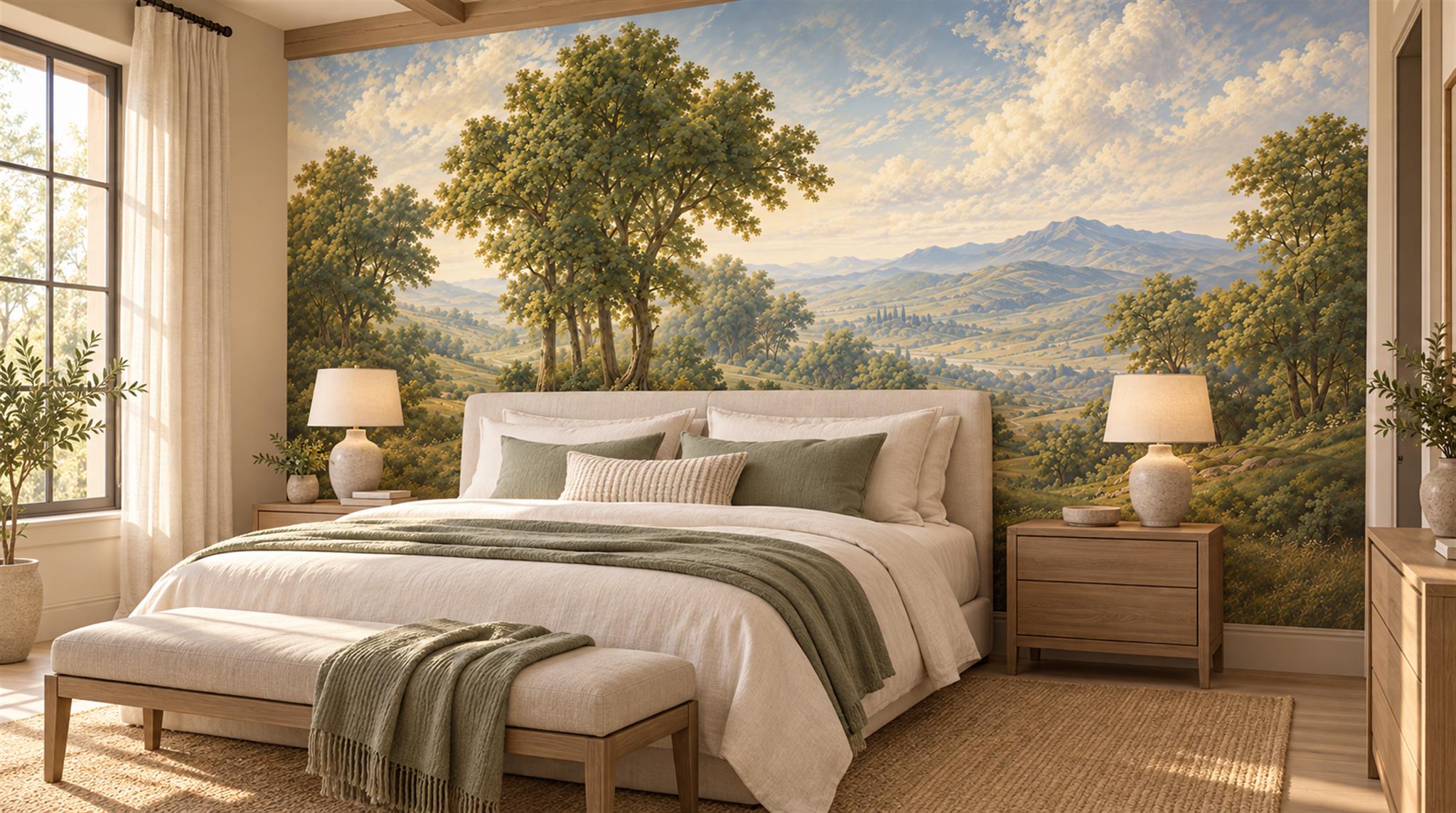 Green Decorative Wall Art Wallpaper Mural Scene