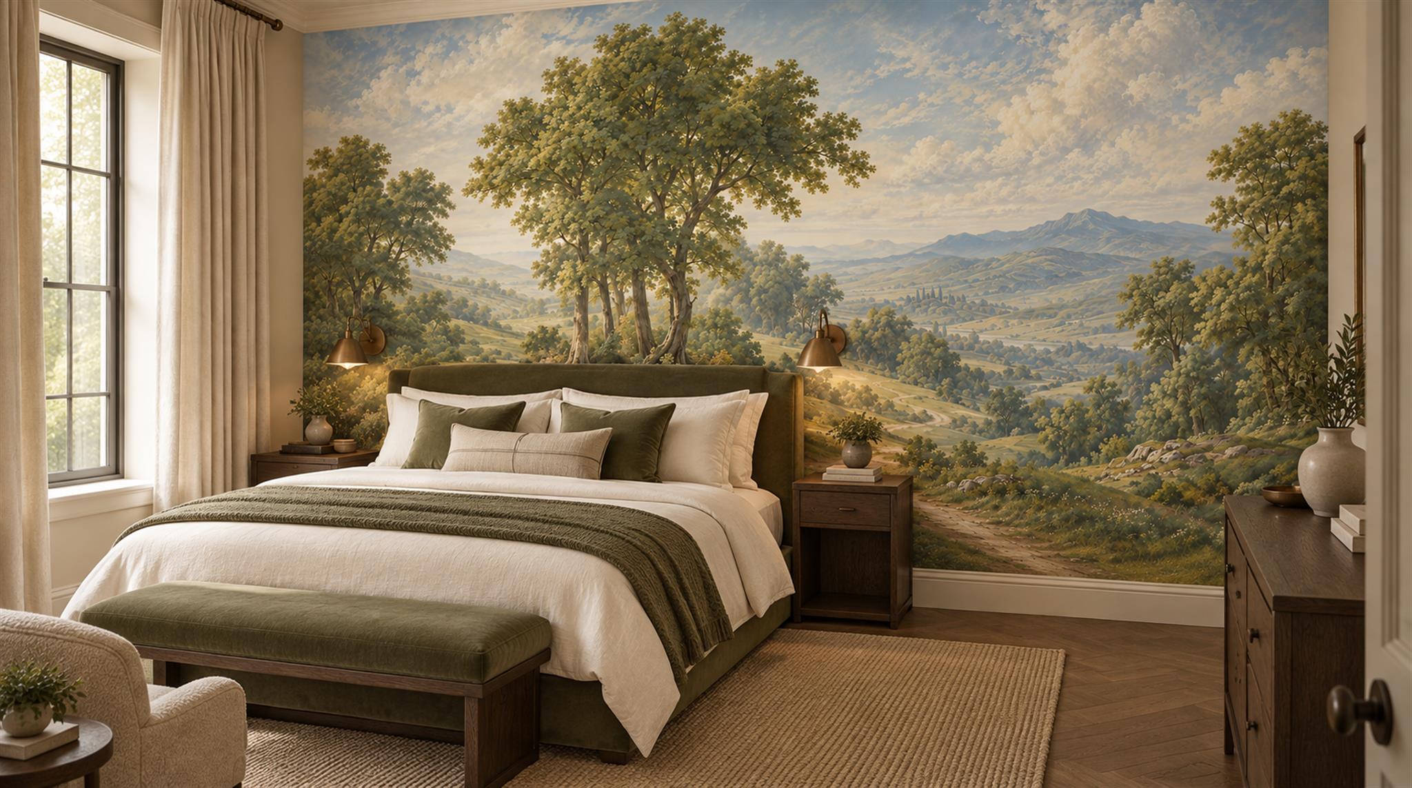 Green Decorative Wall Art Wallpaper Mural Scene