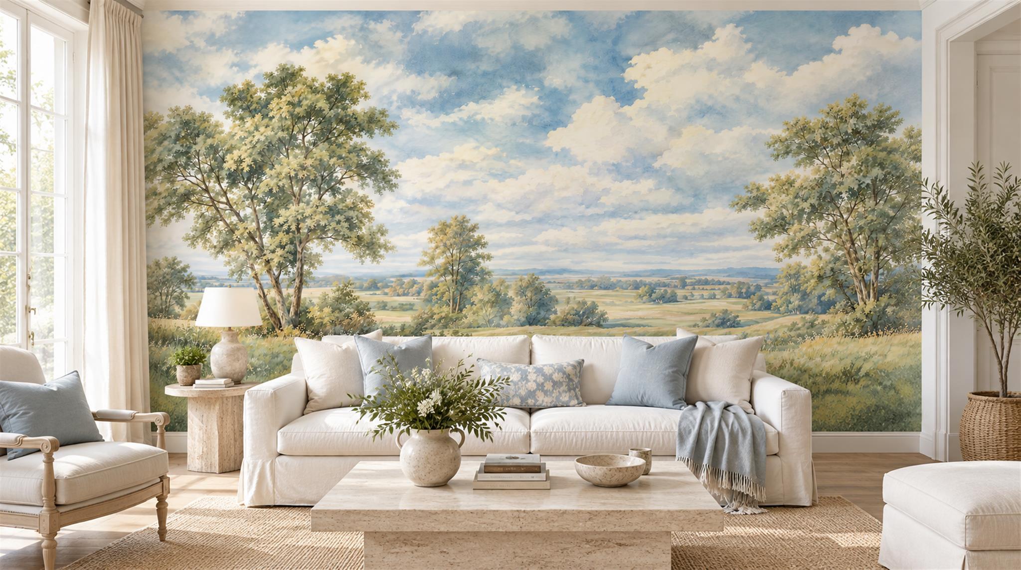 Blue Decorative Wall Art Wallpaper Mural Main