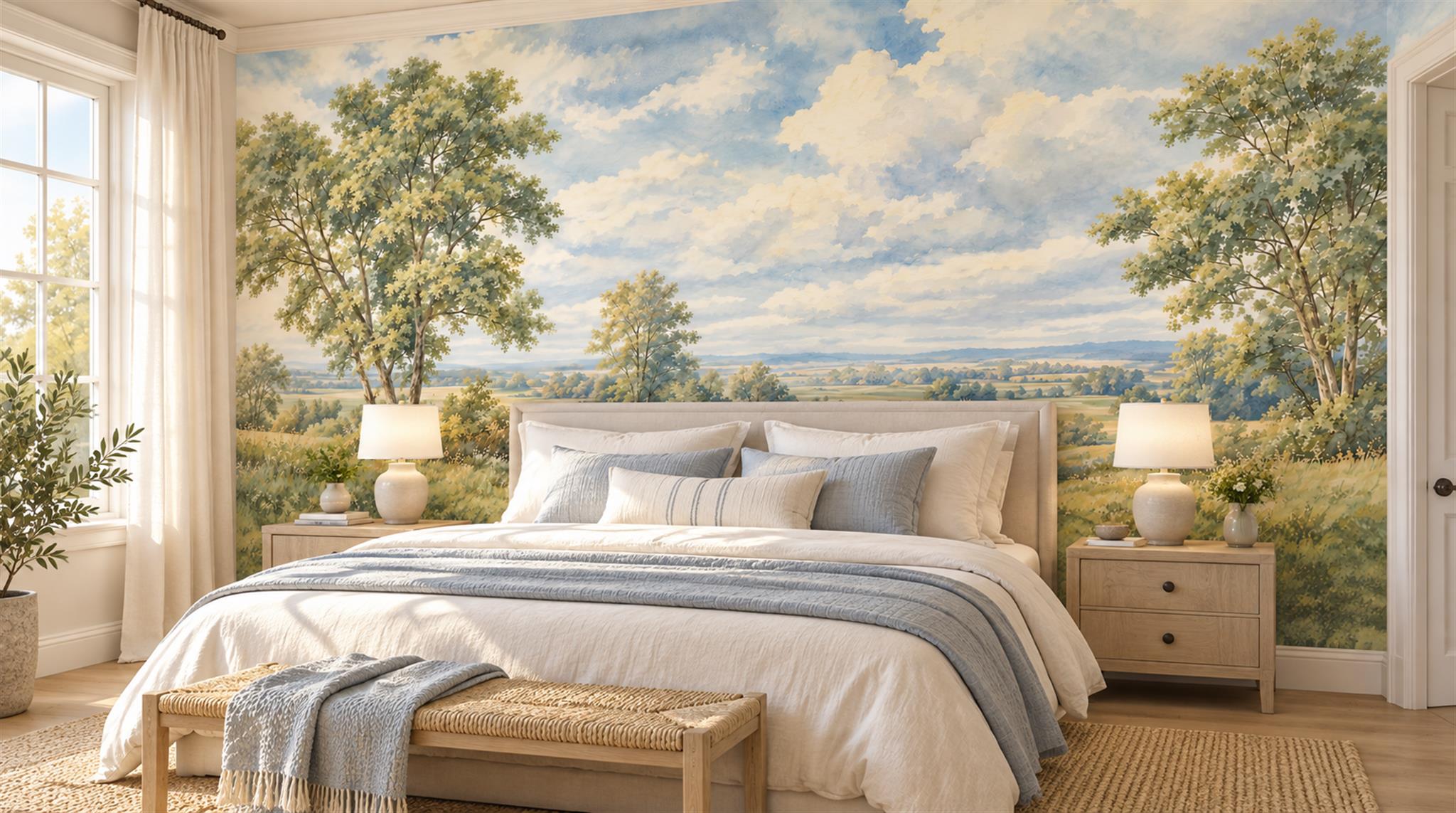 Blue Decorative Wall Art Wallpaper Mural Scene