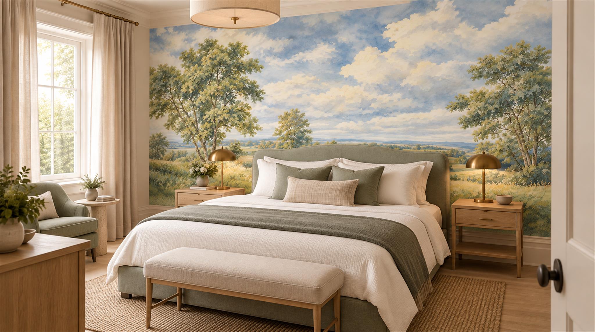 Blue Decorative Wall Art Wallpaper Mural Scene