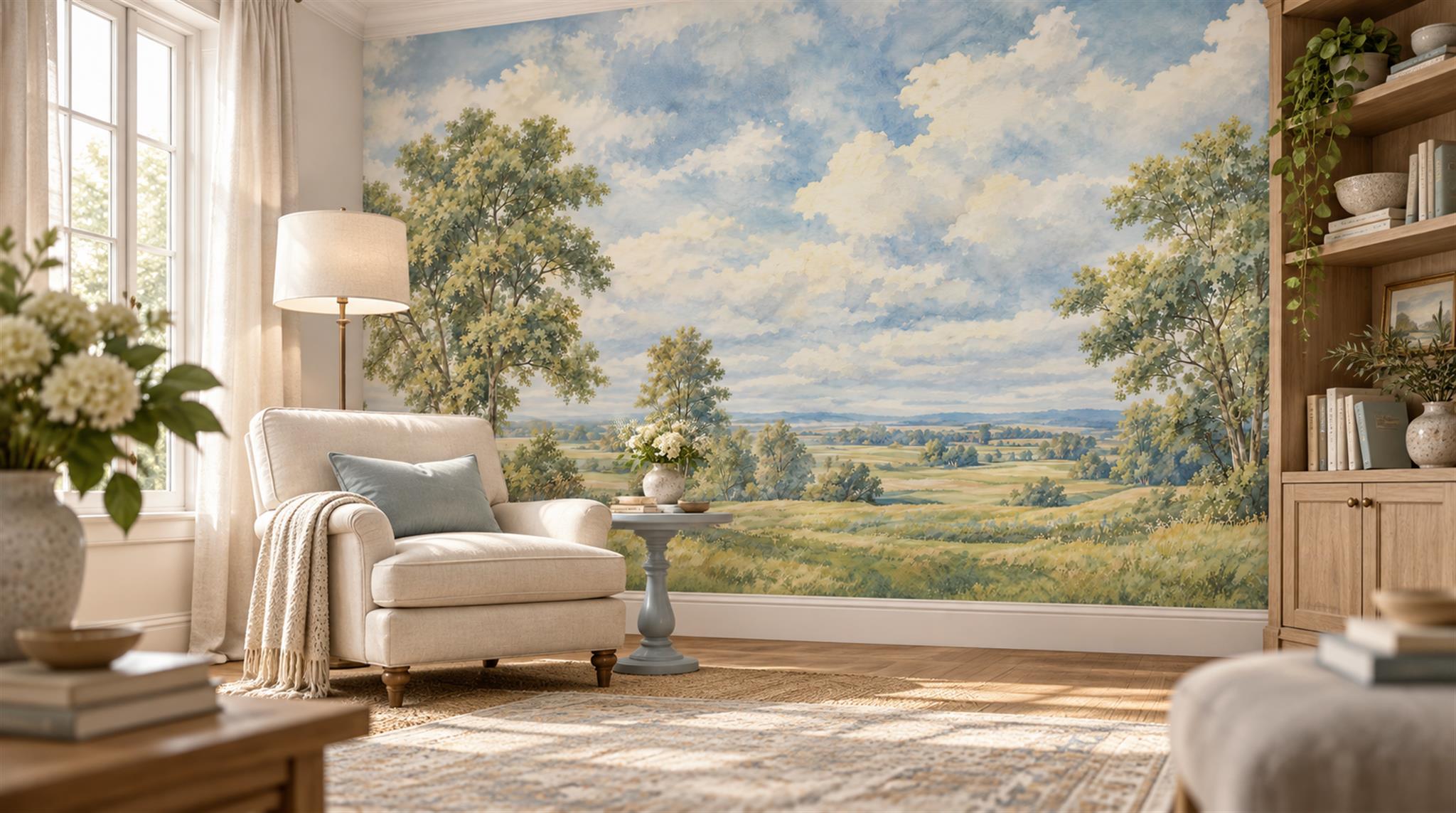 Blue Decorative Wall Art Wallpaper Mural Scene