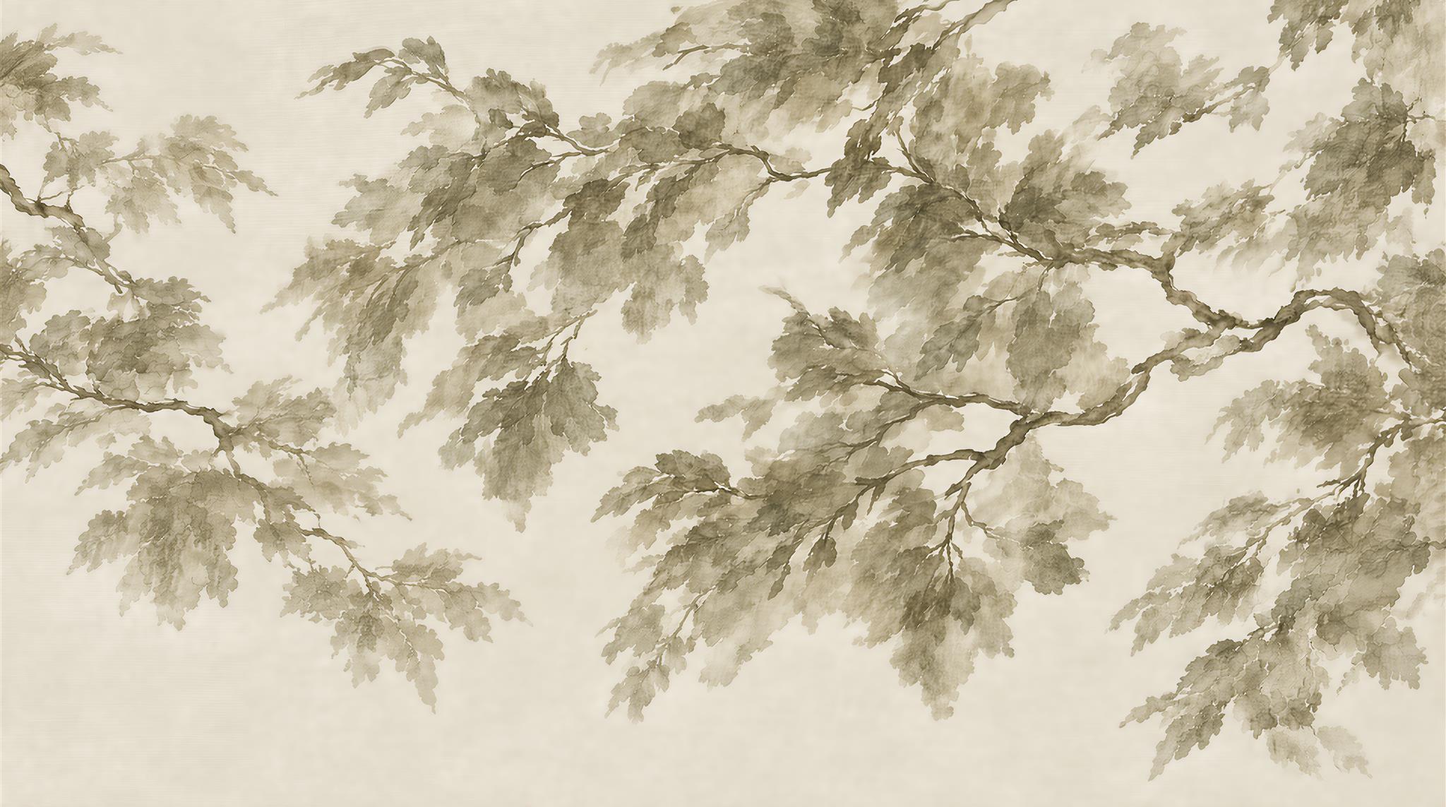 Ivory Leaf Patterning Wallpaper Mural Scene