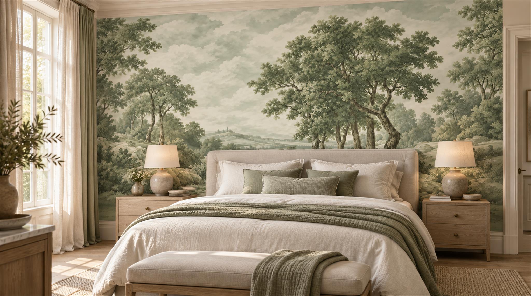 Sage Green Decorative Wall Art Wallpaper Mural
