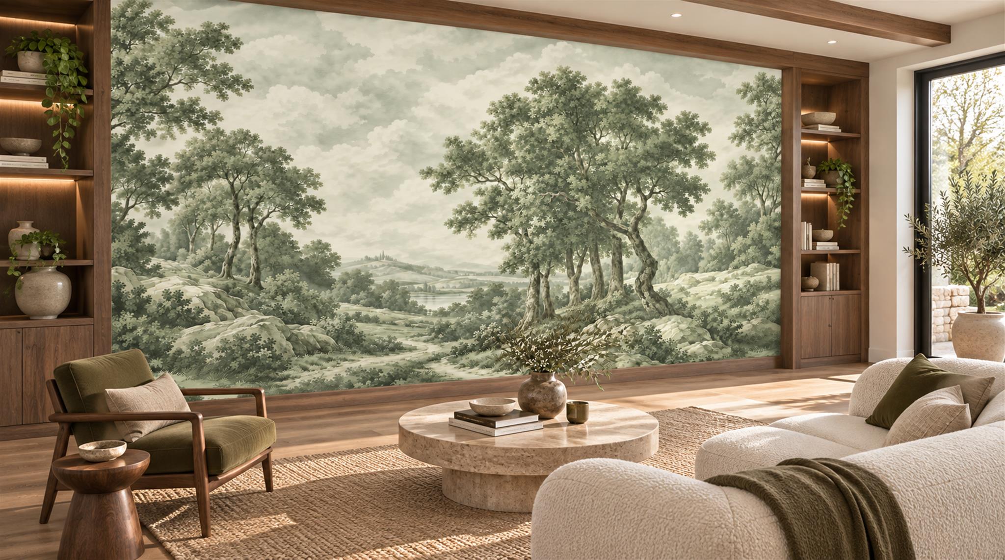 Sage Green Decorative Wall Art Wallpaper Mural Scene