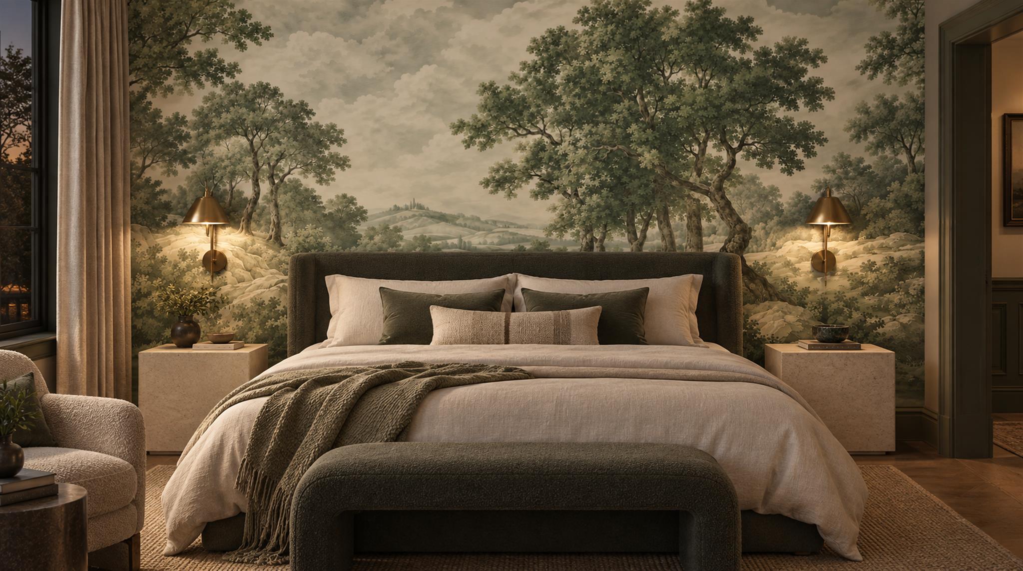 Sage Green Decorative Wall Art Wallpaper Mural Scene