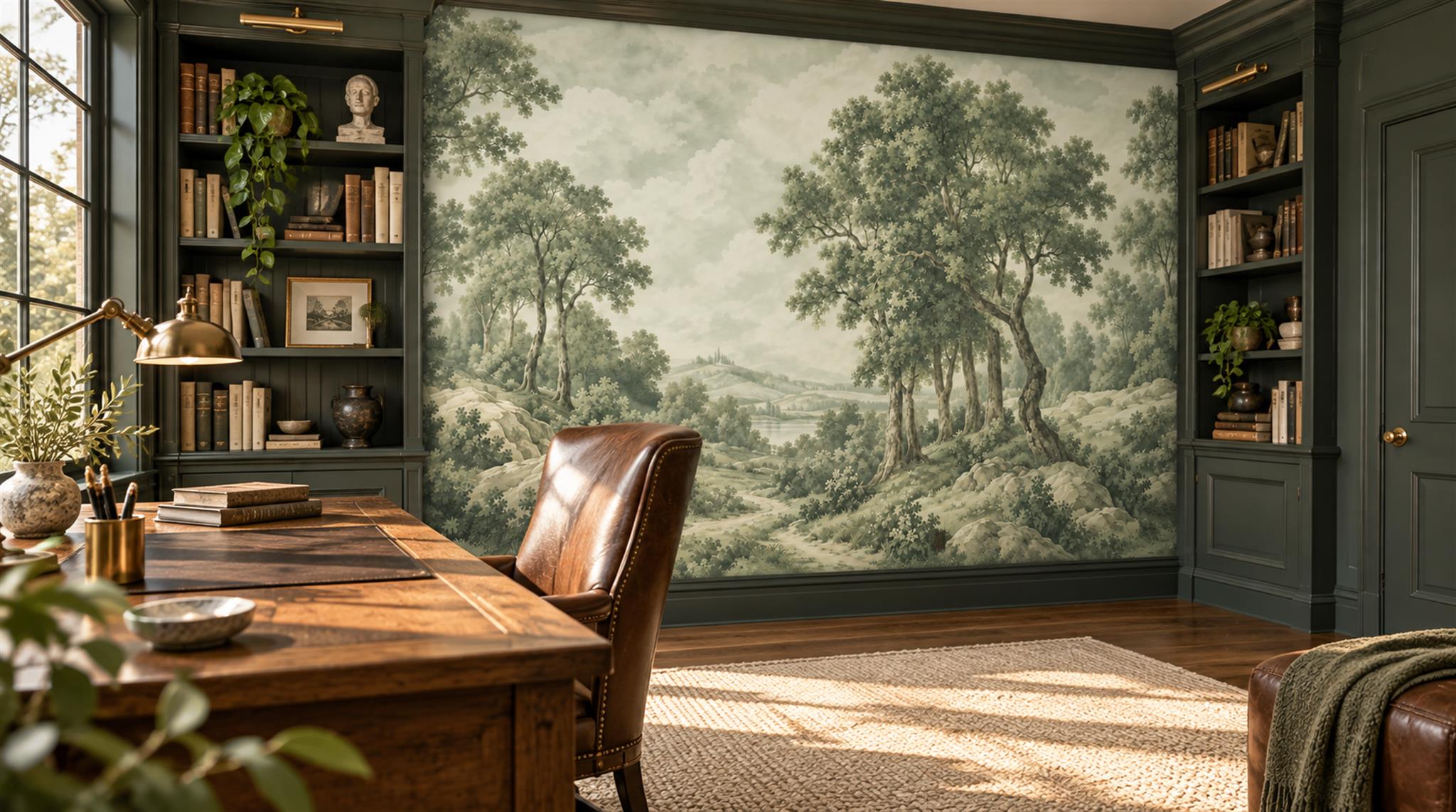 Sage Green Decorative Wall Art Wallpaper Mural Scene