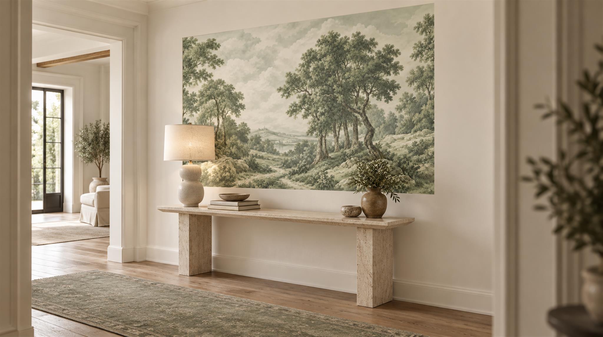 Sage Green Decorative Wall Art Wallpaper Mural Scene