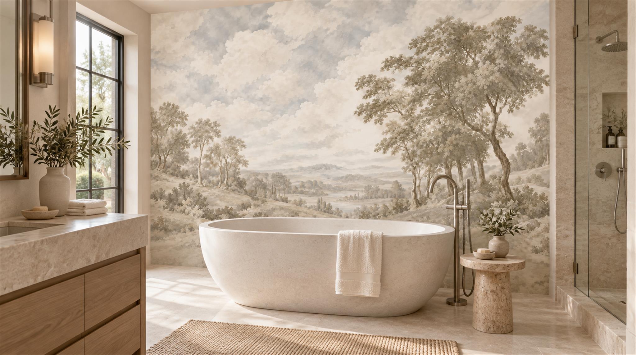 Ivory Decorative Wall Art Wallpaper Mural Scene
