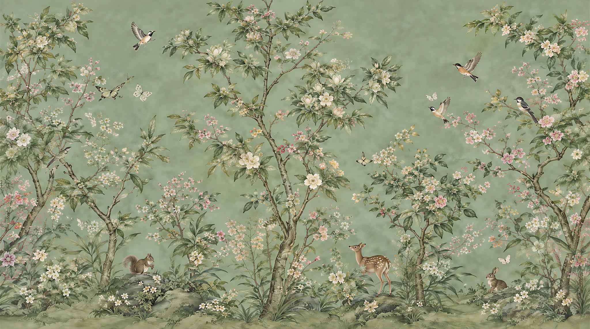 Sage Green Decorative Wall Art Wallpaper Mural Main