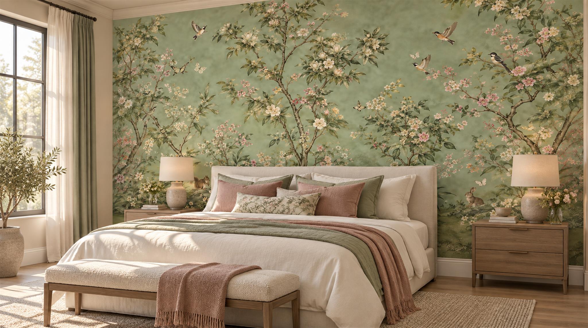Sage Green Decorative Wall Art Wallpaper Mural Main