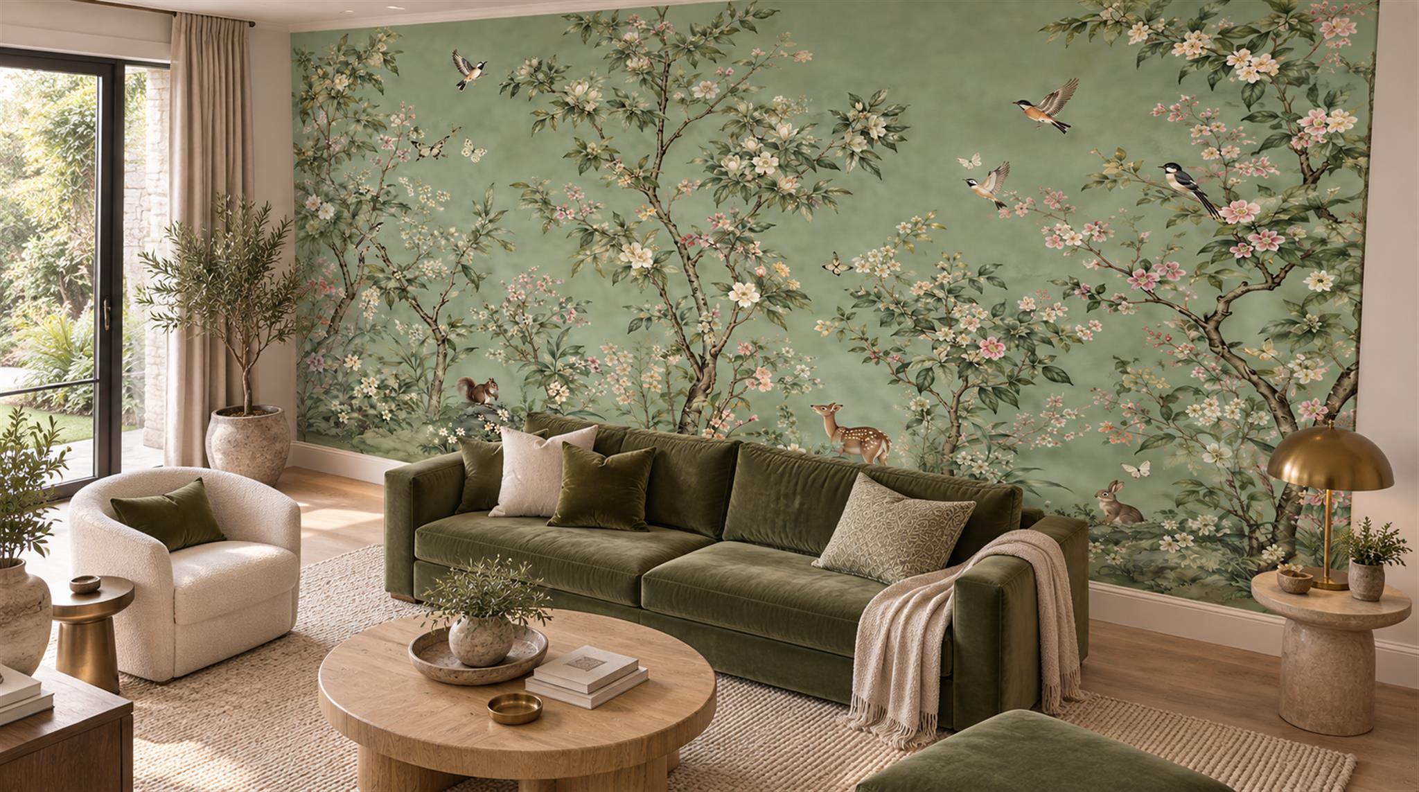 Sage Green Decorative Wall Art Wallpaper Mural Scene