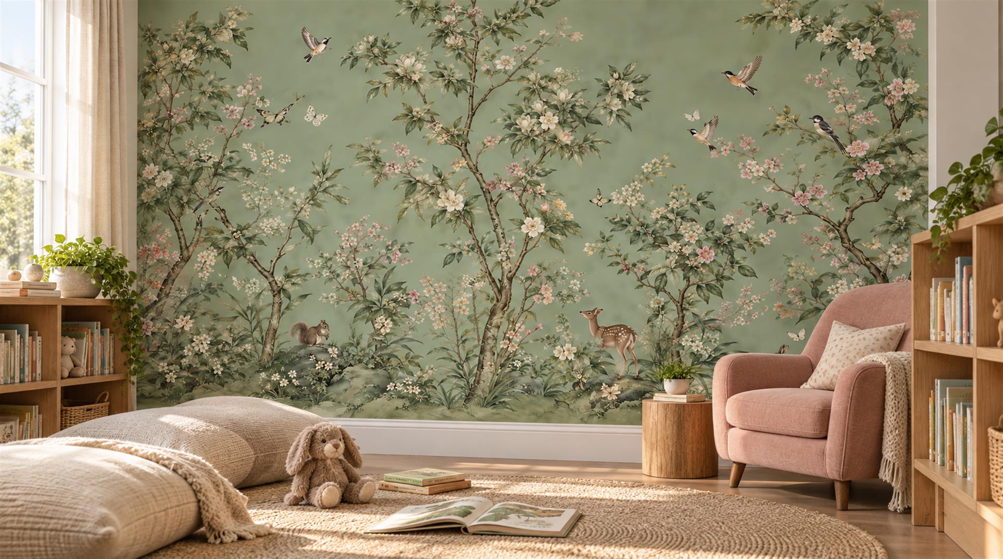 Sage Green Decorative Wall Art Wallpaper Mural Scene