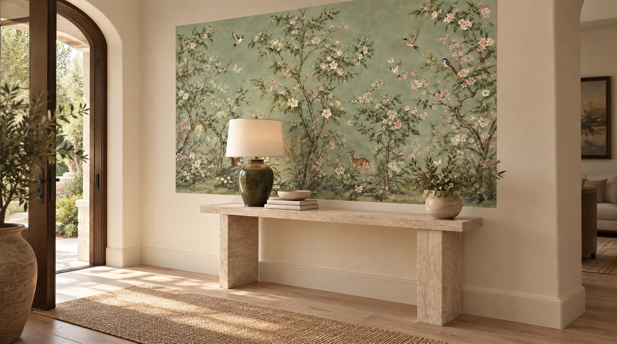 Sage Green Decorative Wall Art Wallpaper Mural Scene