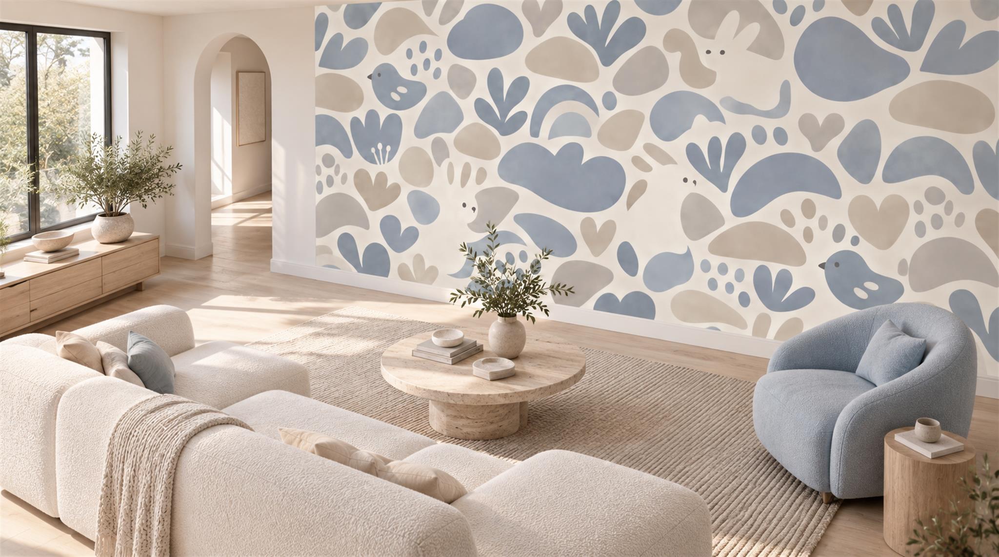 Blue Abstract Geometry Wallpaper Mural Scene