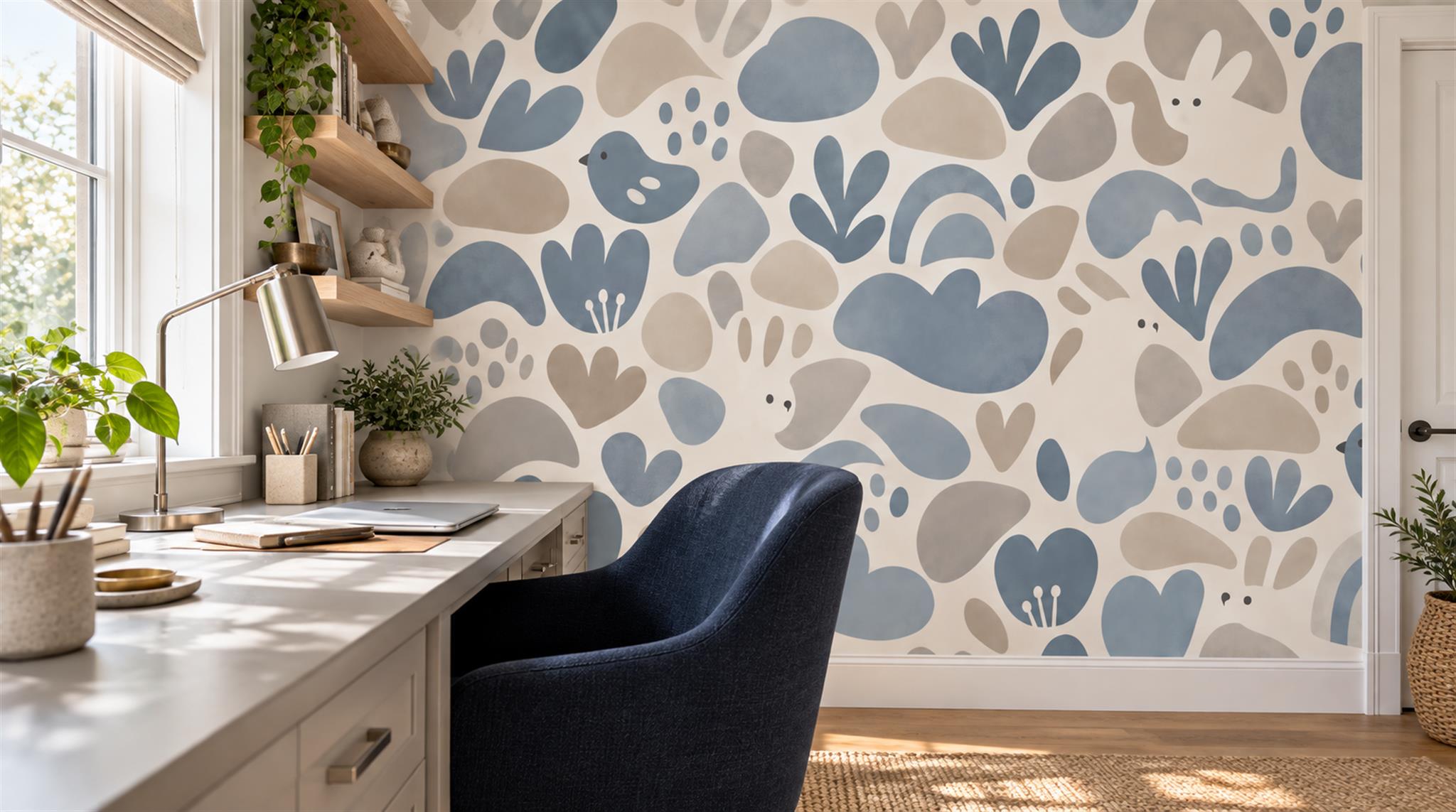 Blue Abstract Geometry Wallpaper Mural Scene