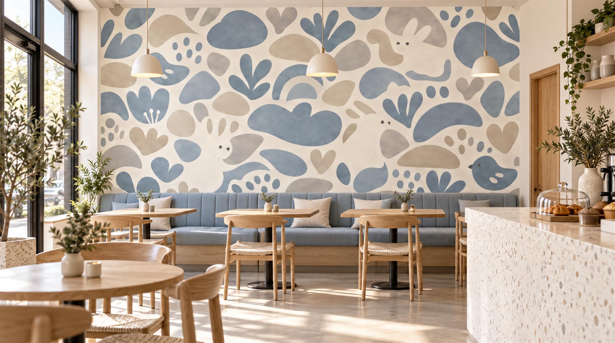 Blue Abstract Geometry Wallpaper Mural Scene