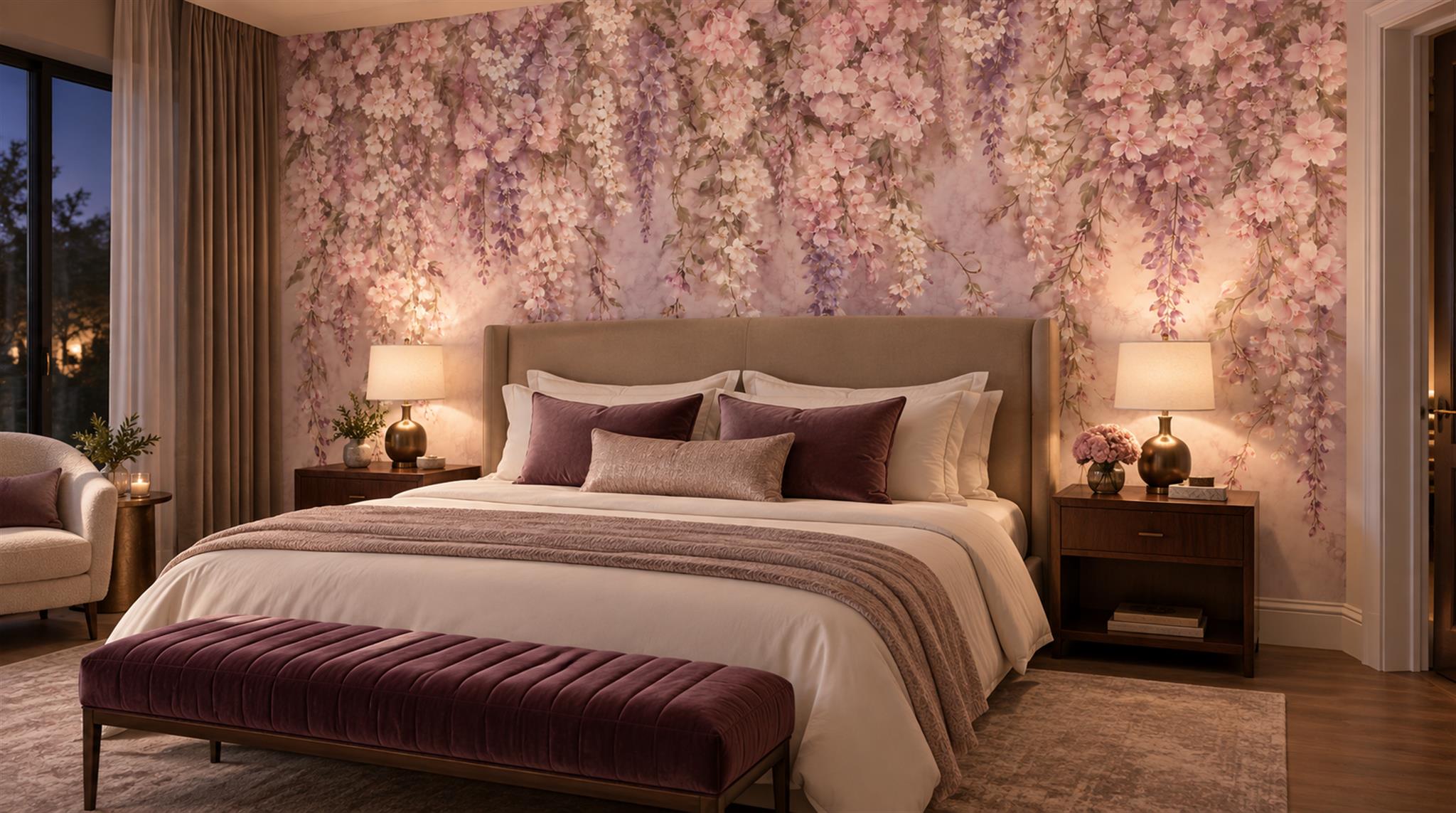 Pink Decorative Wall Art Wallpaper Mural Scene