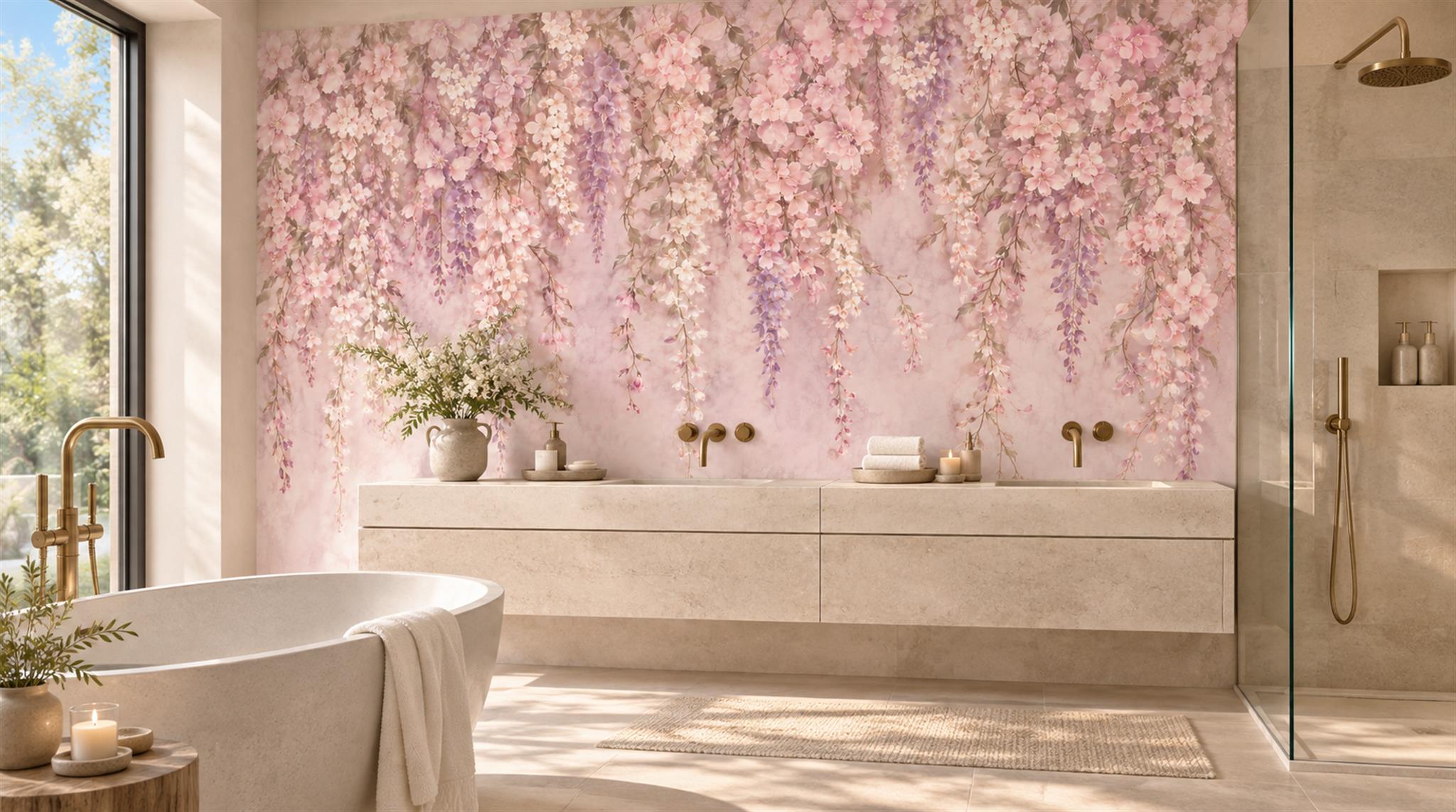 Pink Decorative Wall Art Wallpaper Mural Scene