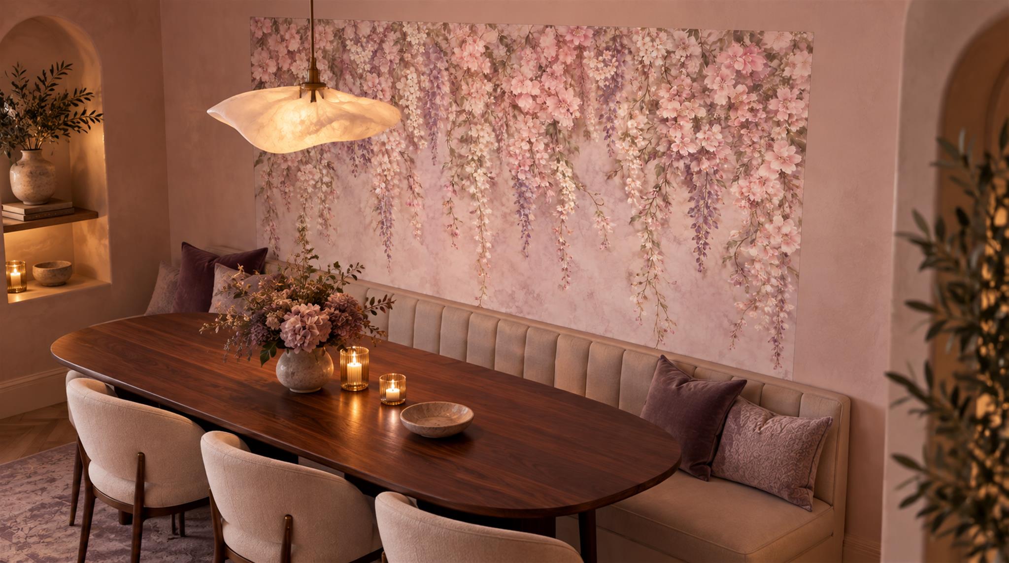 Pink Decorative Wall Art Wallpaper Mural Scene