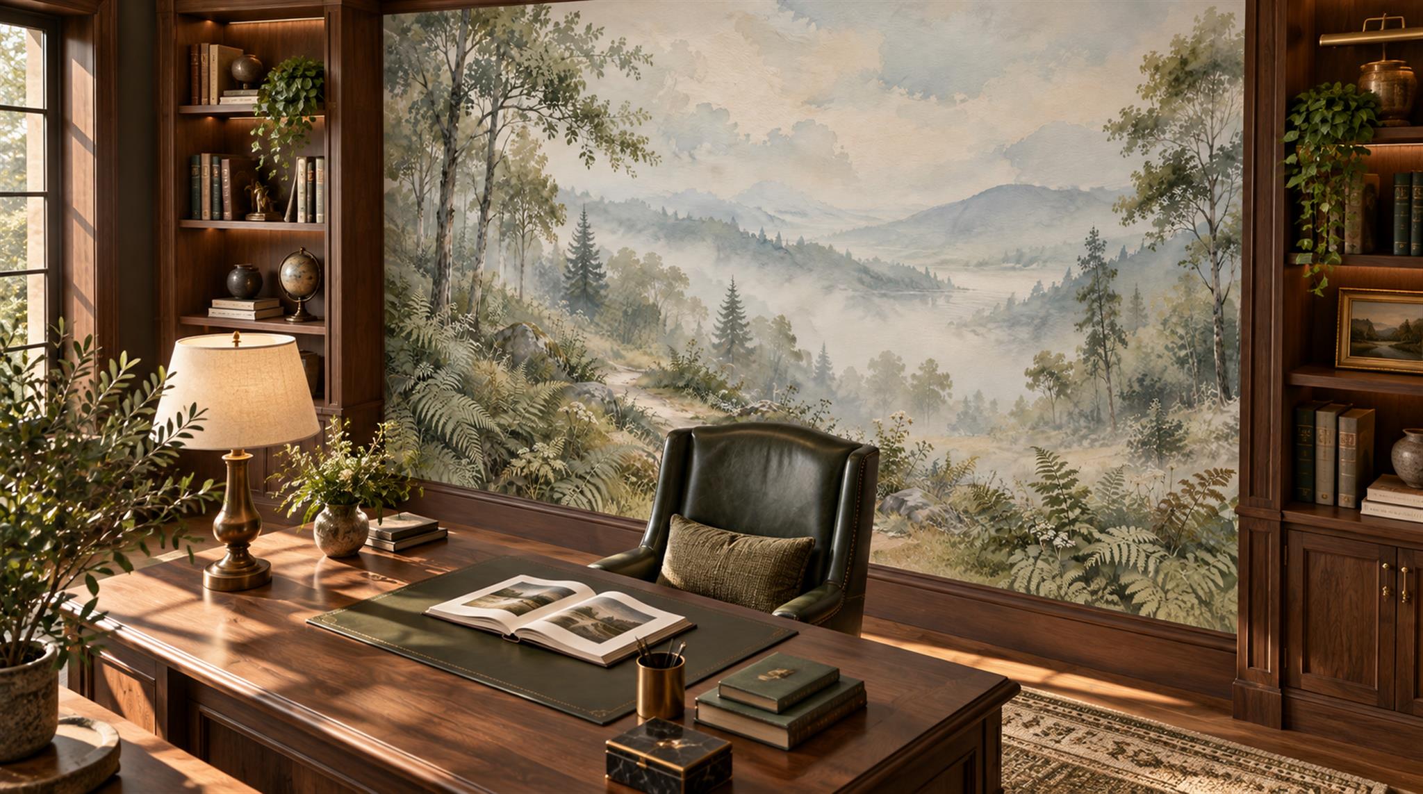 Sage Green Alpine Ridges Wallpaper Mural Scene