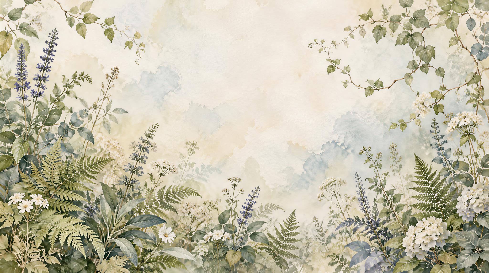 Ivory Fern Foliage Wallpaper Mural Main