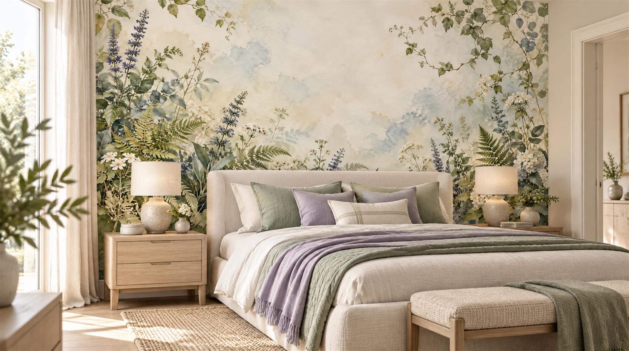 Ivory Fern Foliage Wallpaper Mural Main