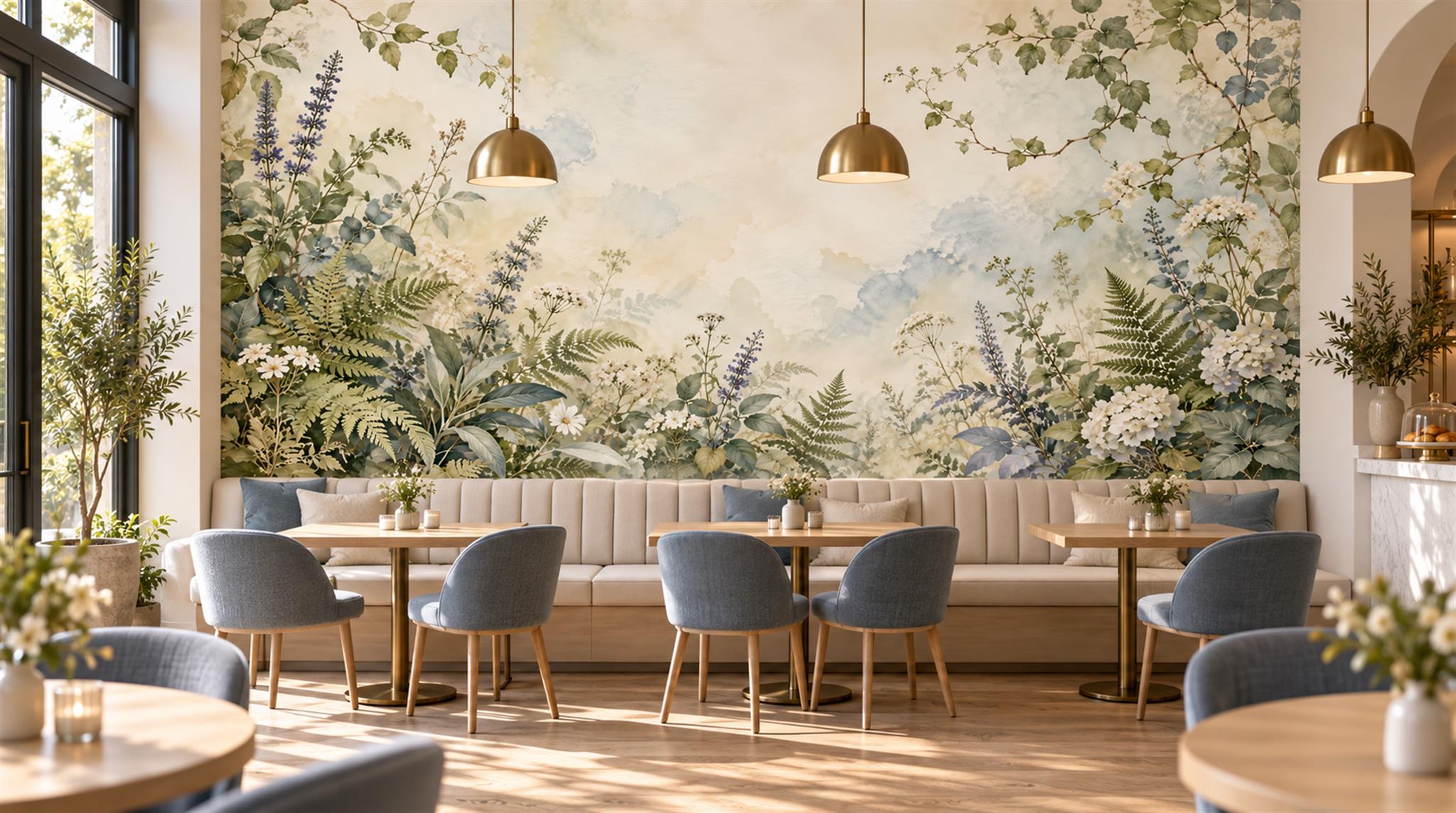Ivory Fern Foliage Wallpaper Mural Scene