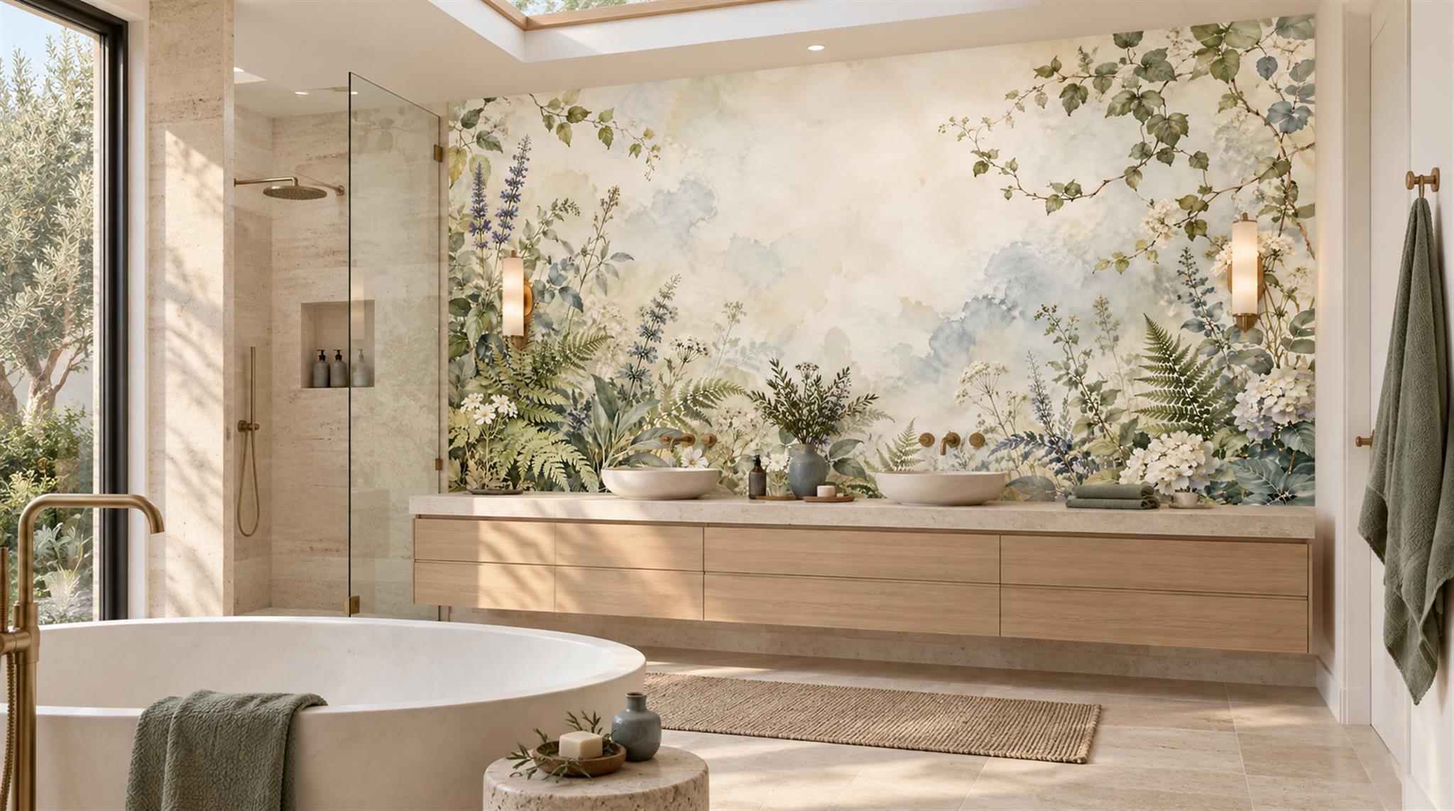 Ivory Fern Foliage Wallpaper Mural Scene