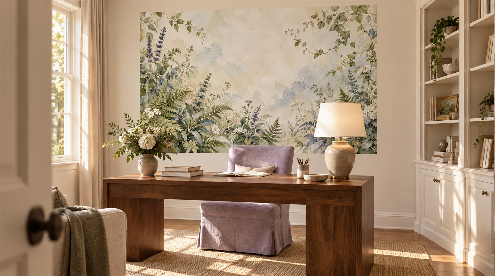 Ivory Fern Foliage Wallpaper Mural Scene