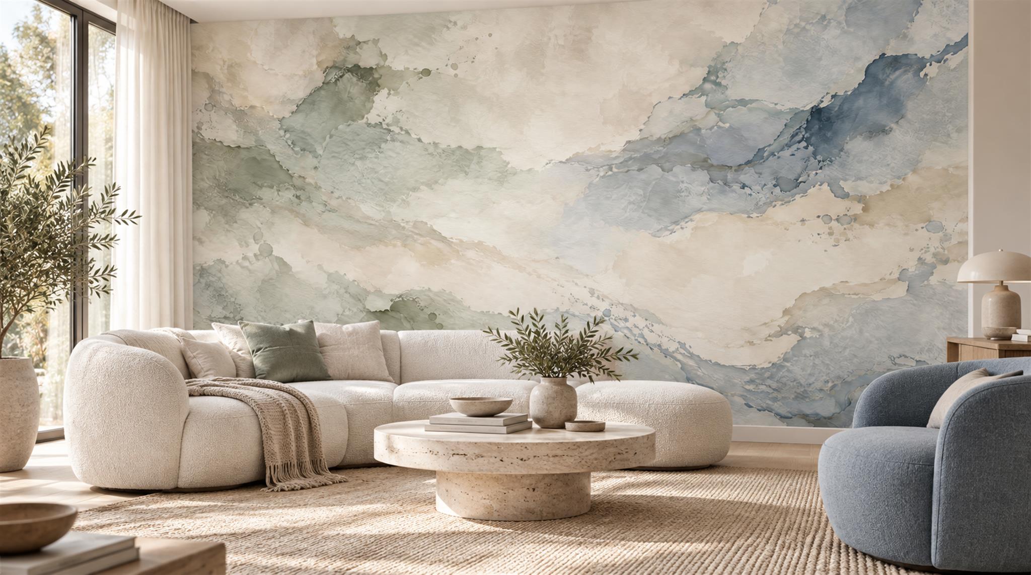 Blue Soft Cloudscape Wallpaper Mural Main