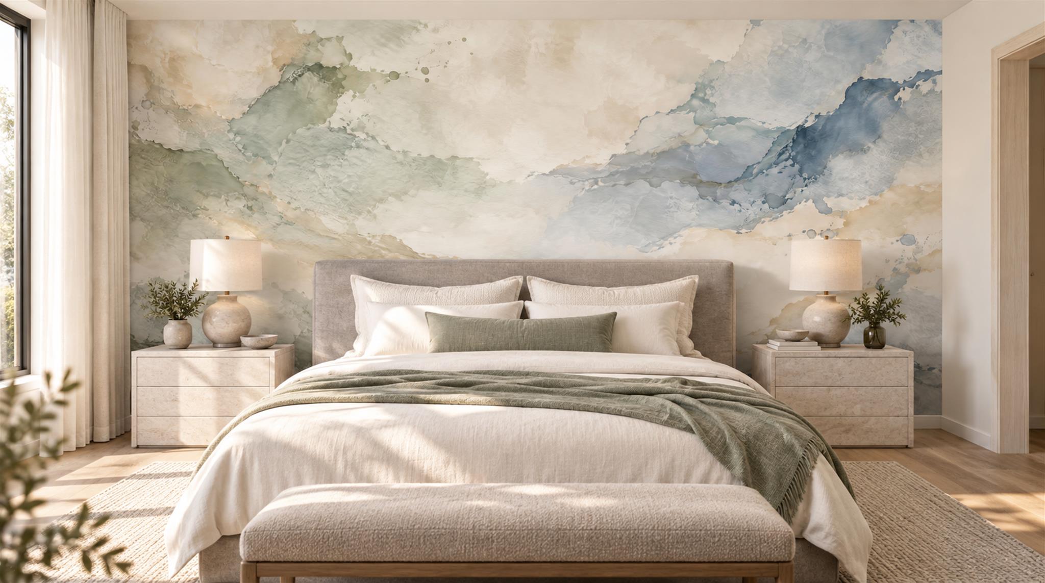 Blue Soft Cloudscape Wallpaper Mural Scene