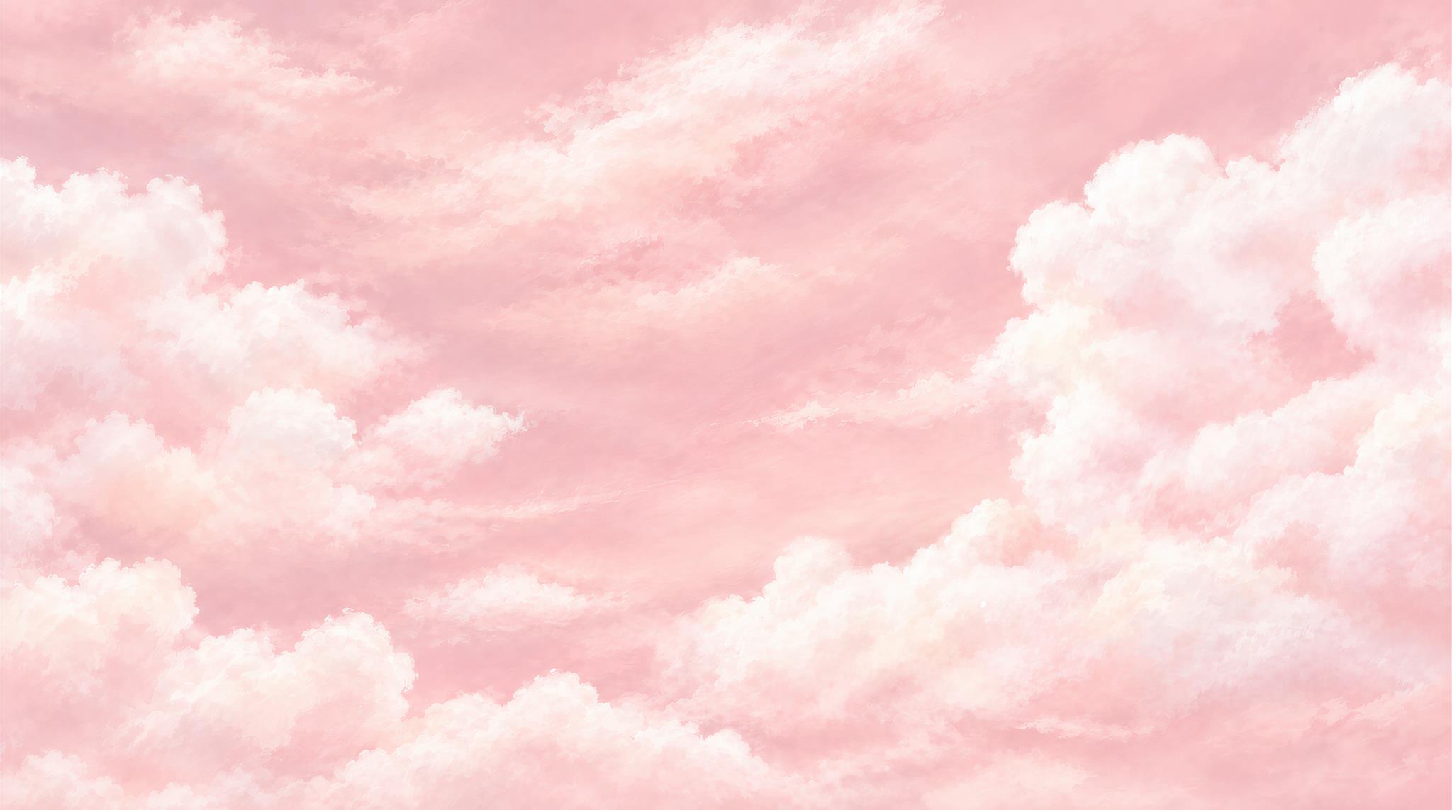Pink Soft Cloudscape Wallpaper Mural Main