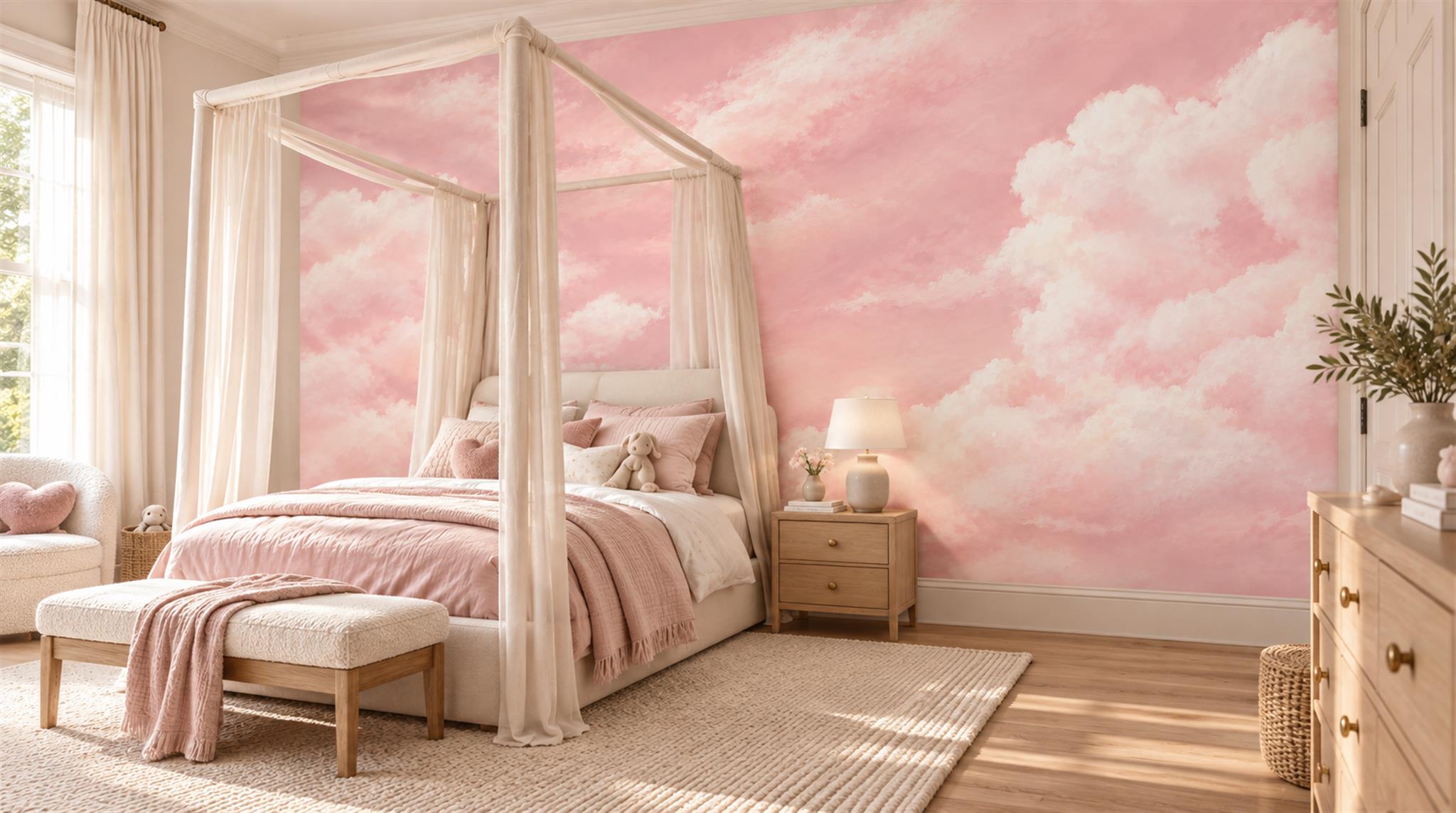Pink Soft Cloudscape Wallpaper Mural Main
