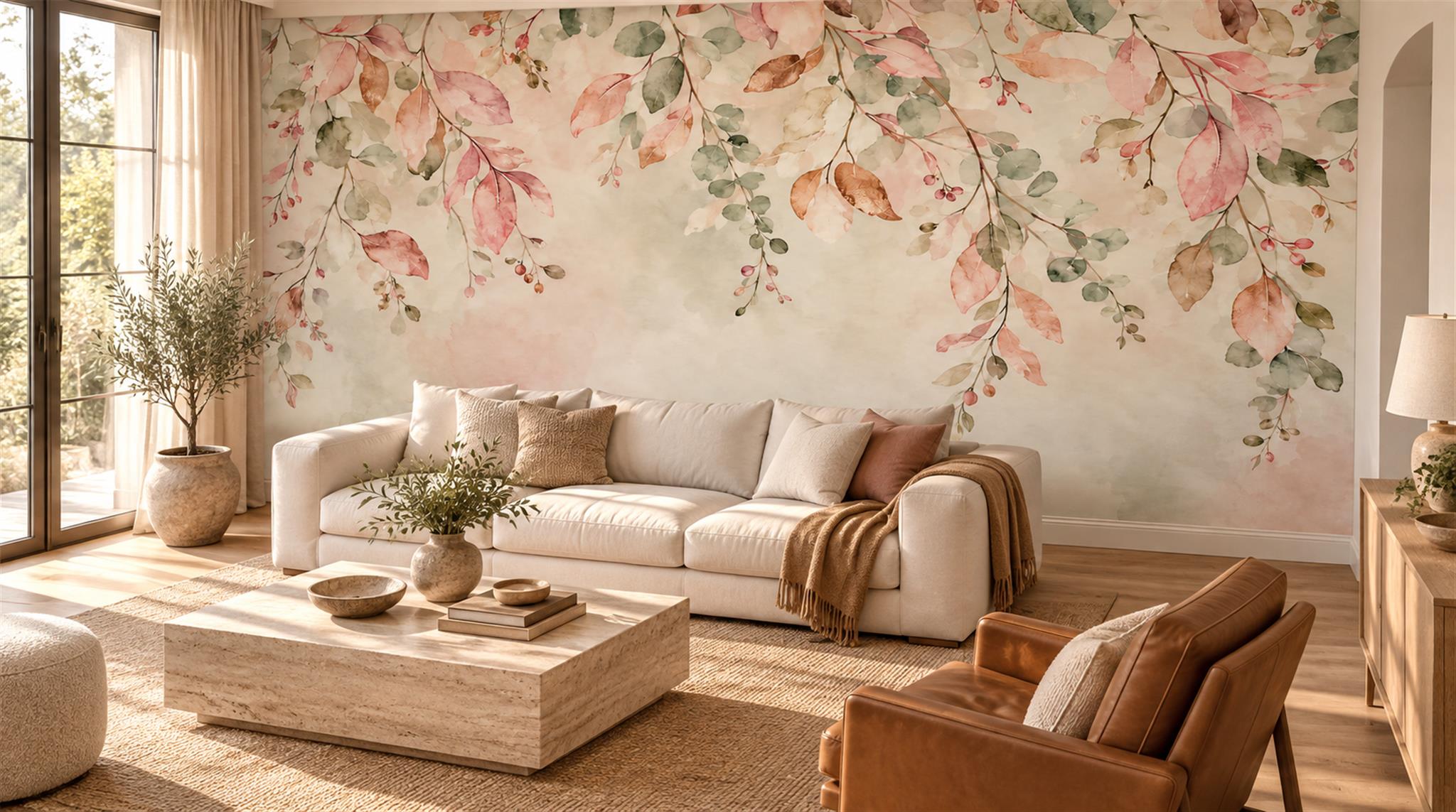 Pink Decorative Wall Art Wallpaper Mural Scene