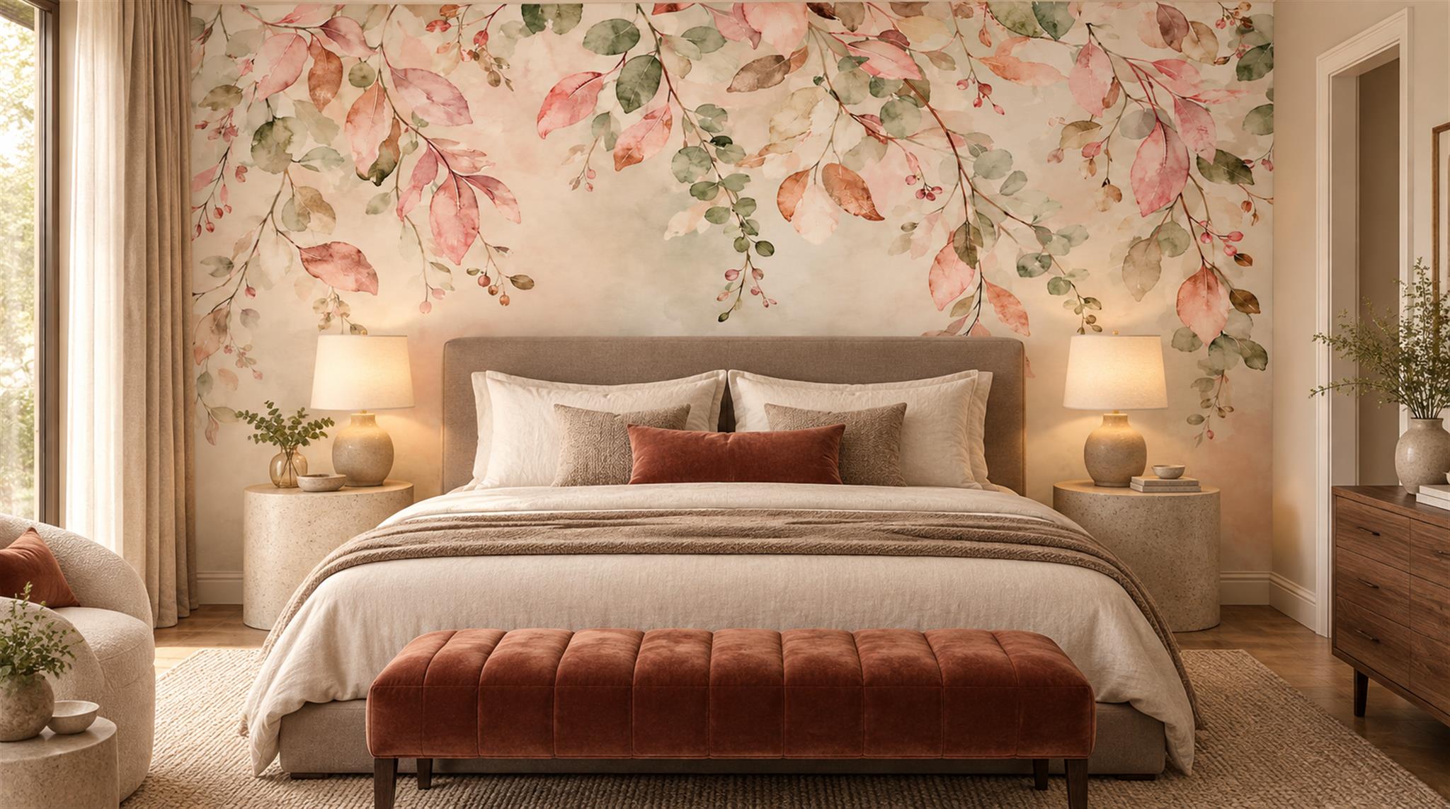 Pink Decorative Wall Art Wallpaper Mural Scene