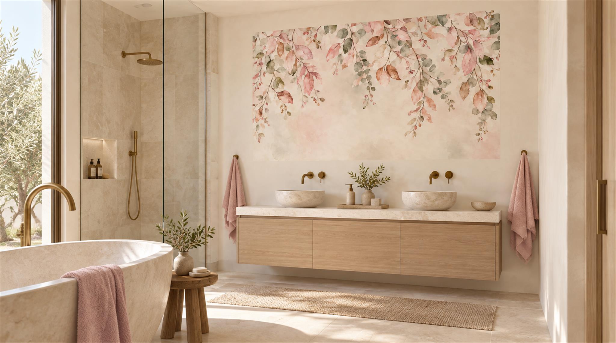 Pink Decorative Wall Art Wallpaper Mural Scene