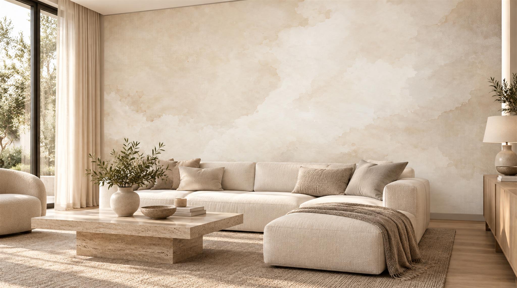 Ivory Soft Cloudscape Wallpaper Mural Main