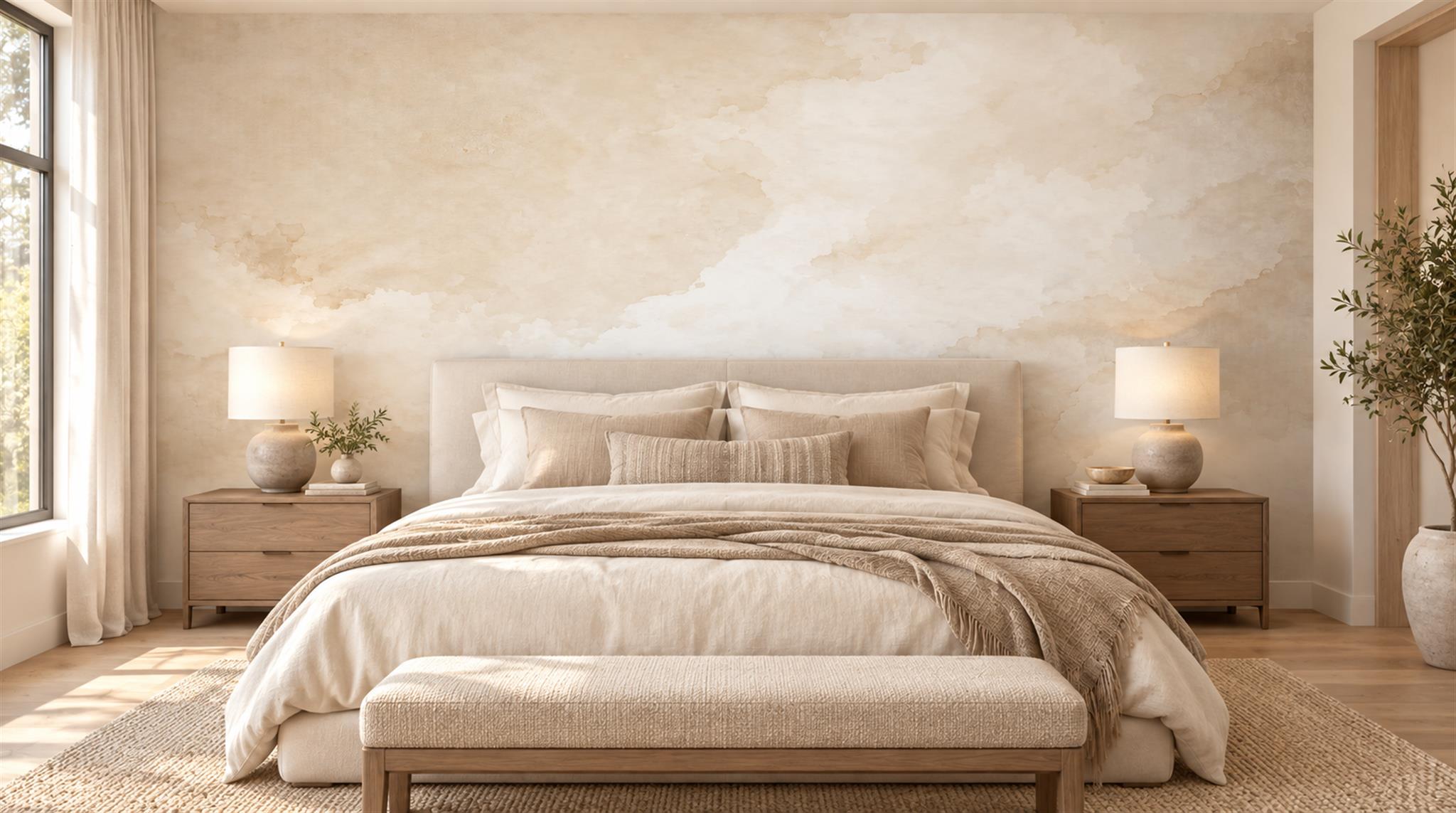 Ivory Soft Cloudscape Wallpaper Mural Scene