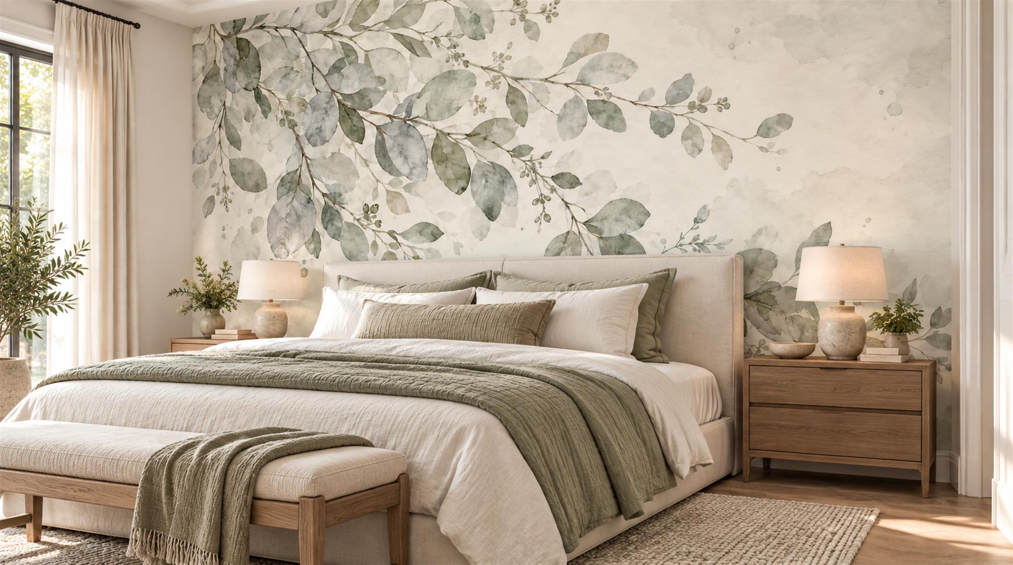 Sage Green Decorative Wall Art Wallpaper Mural Main