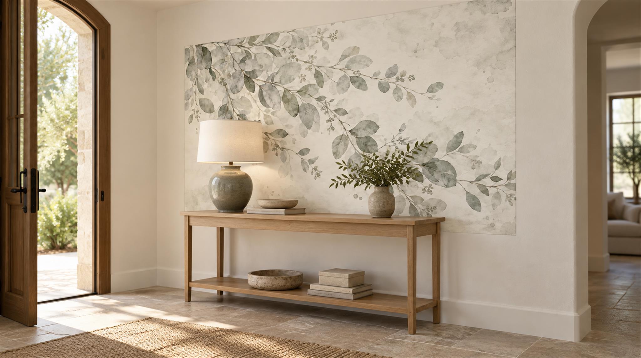Sage Green Decorative Wall Art Wallpaper Mural Scene