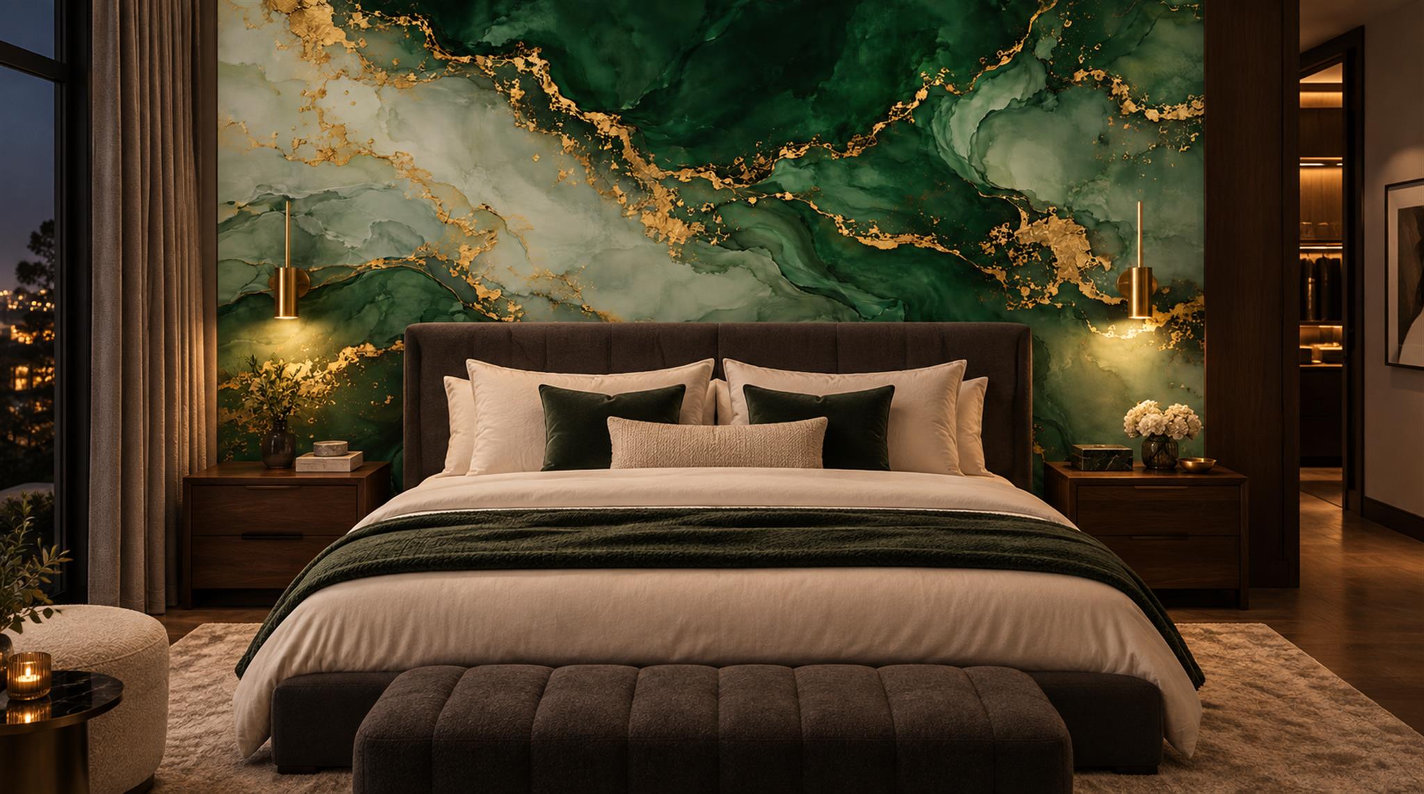 Green Marble Veining Wallpaper Mural Scene