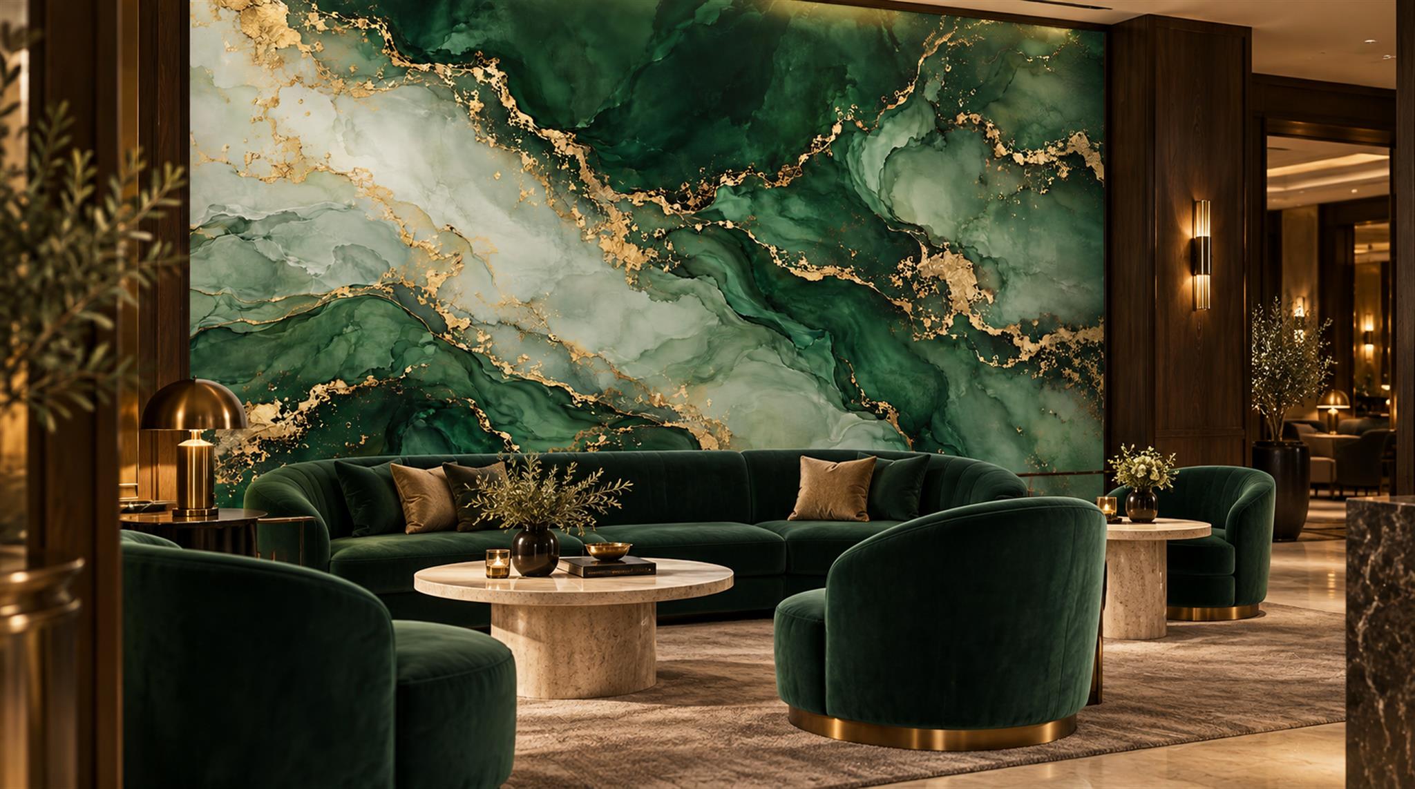 Green Marble Veining Wallpaper Mural Scene